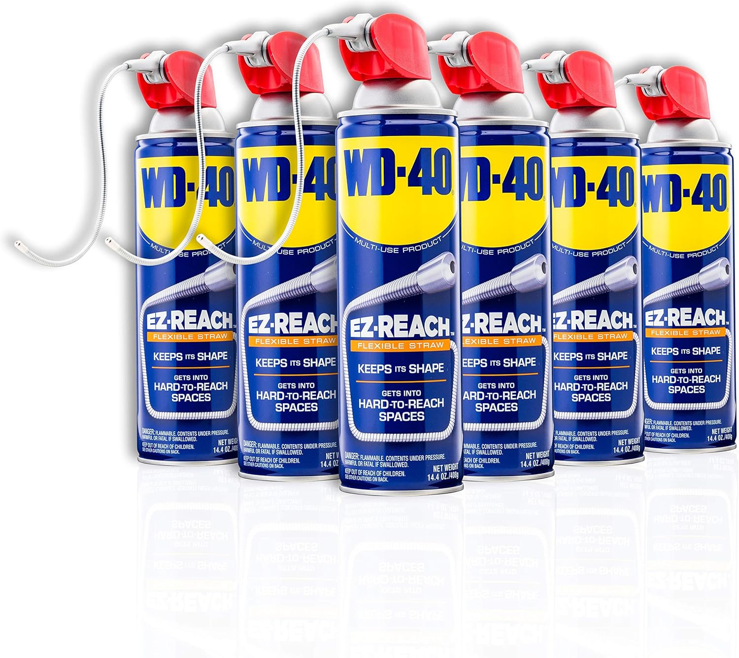 WD-40 Original Formula, Multi-Use Product, EZ-REACH Flexible Straw, 14.4 OZ [6-Pack]