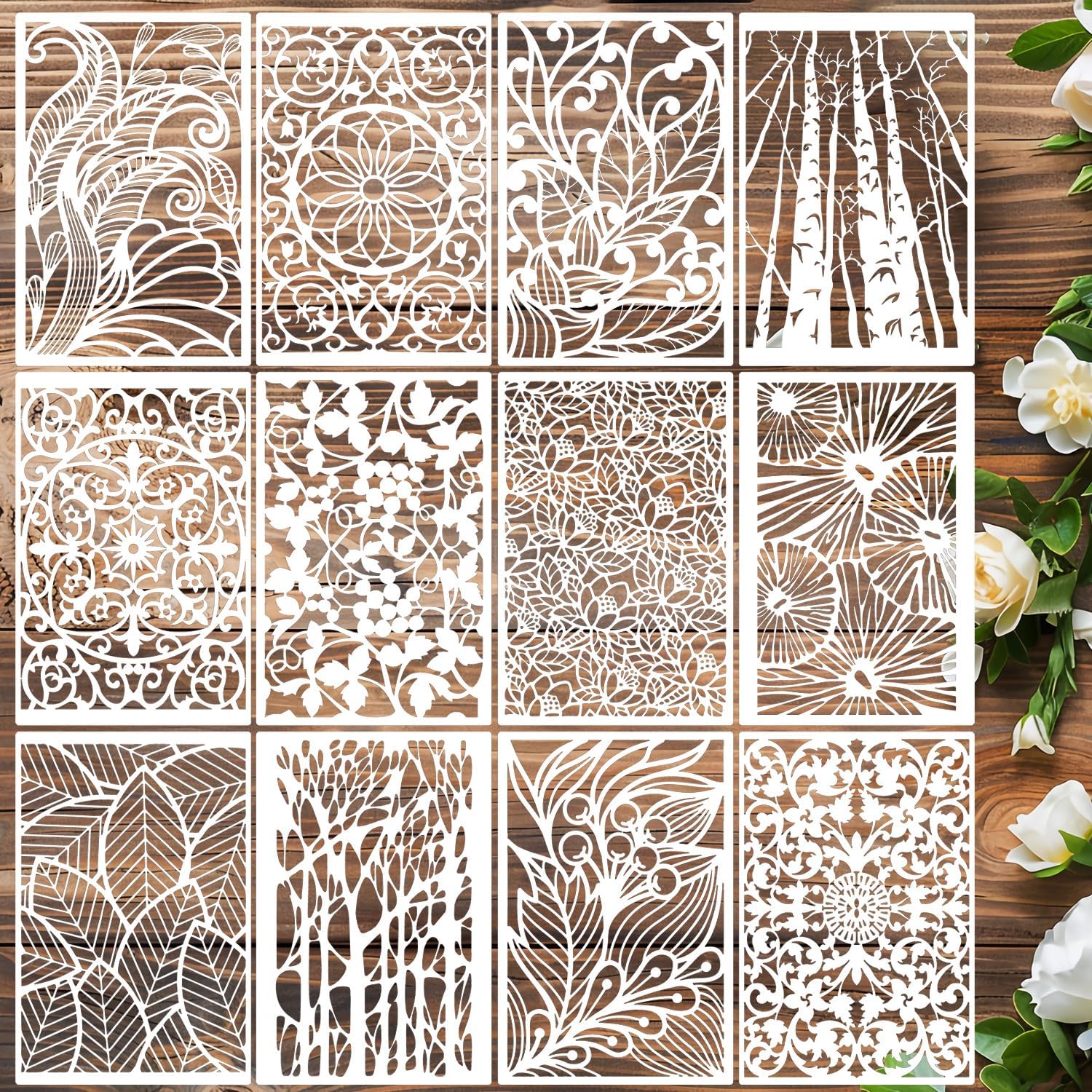 Stencils for Crafts Reusable Art Stencils for Painting Floral Stencil