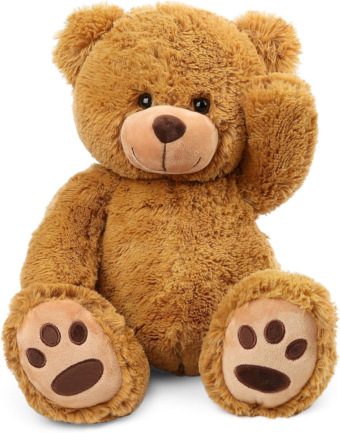 LotFancy Teddy Bear Stuffed Animals, 20 inch Brown Soft Cuddly Stuffed Plush Bear, Cute Stuffed Animals Toy with Footprints, Gifts for Kids Baby Toddlers on Baby Shower, Easter Decoration