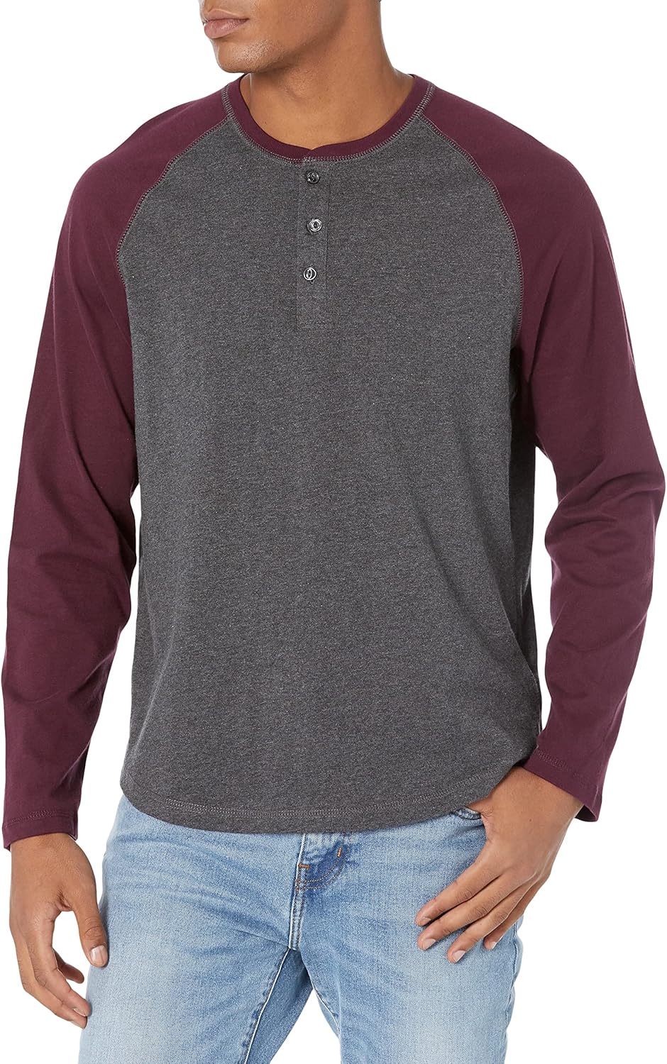 Amazon Essentials Long Sleeve Shirt for Men, Regular-Fit Henley, Available in Big & Tall