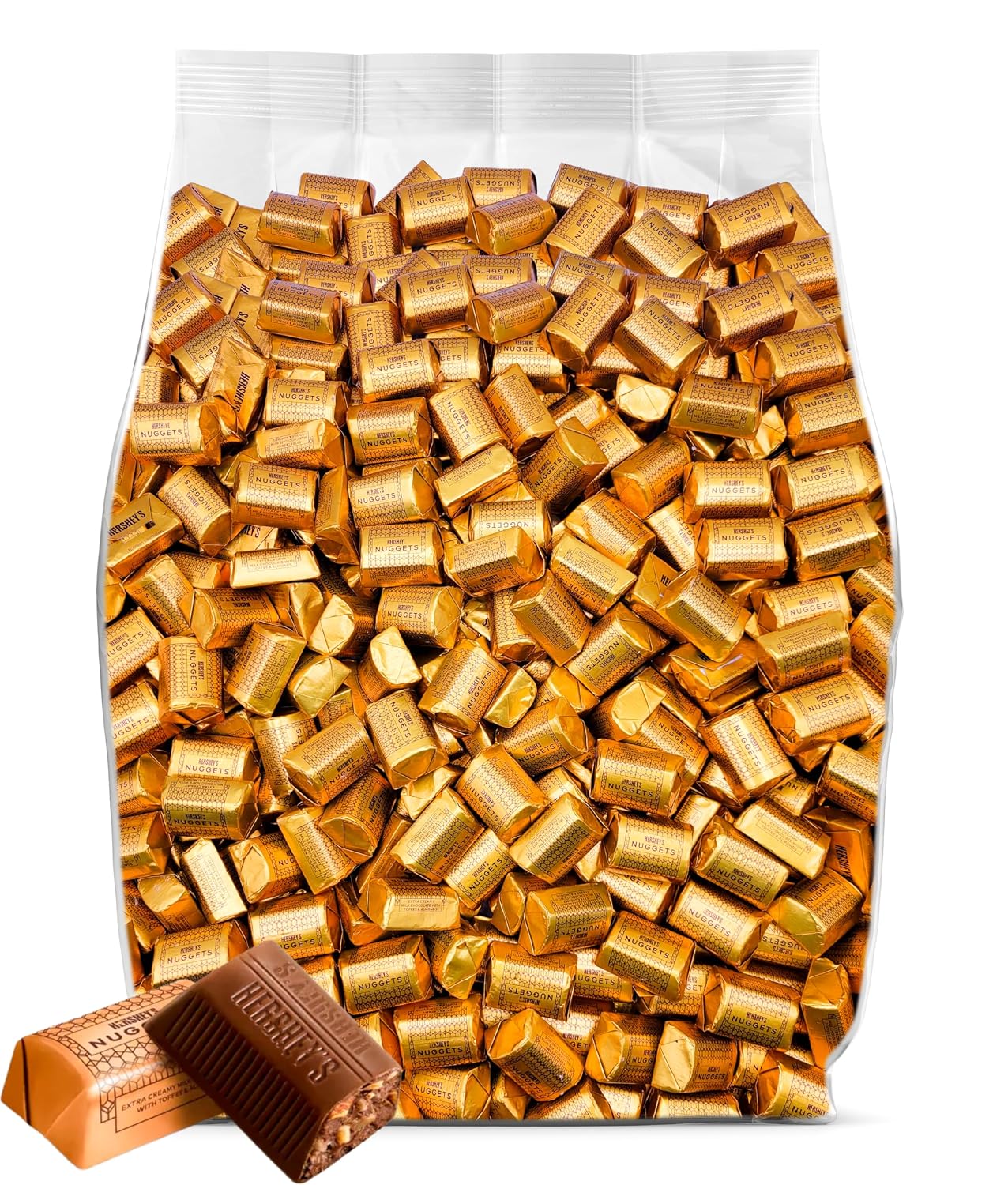 Nuggets Toffee and Almonds Bulk 90 Pieces – Individually Wrapped Milk Chocolate Bulk Nuggets – Extra Creamy Toffee and Almond Chocolate Candy Bulk – 2 Pounds