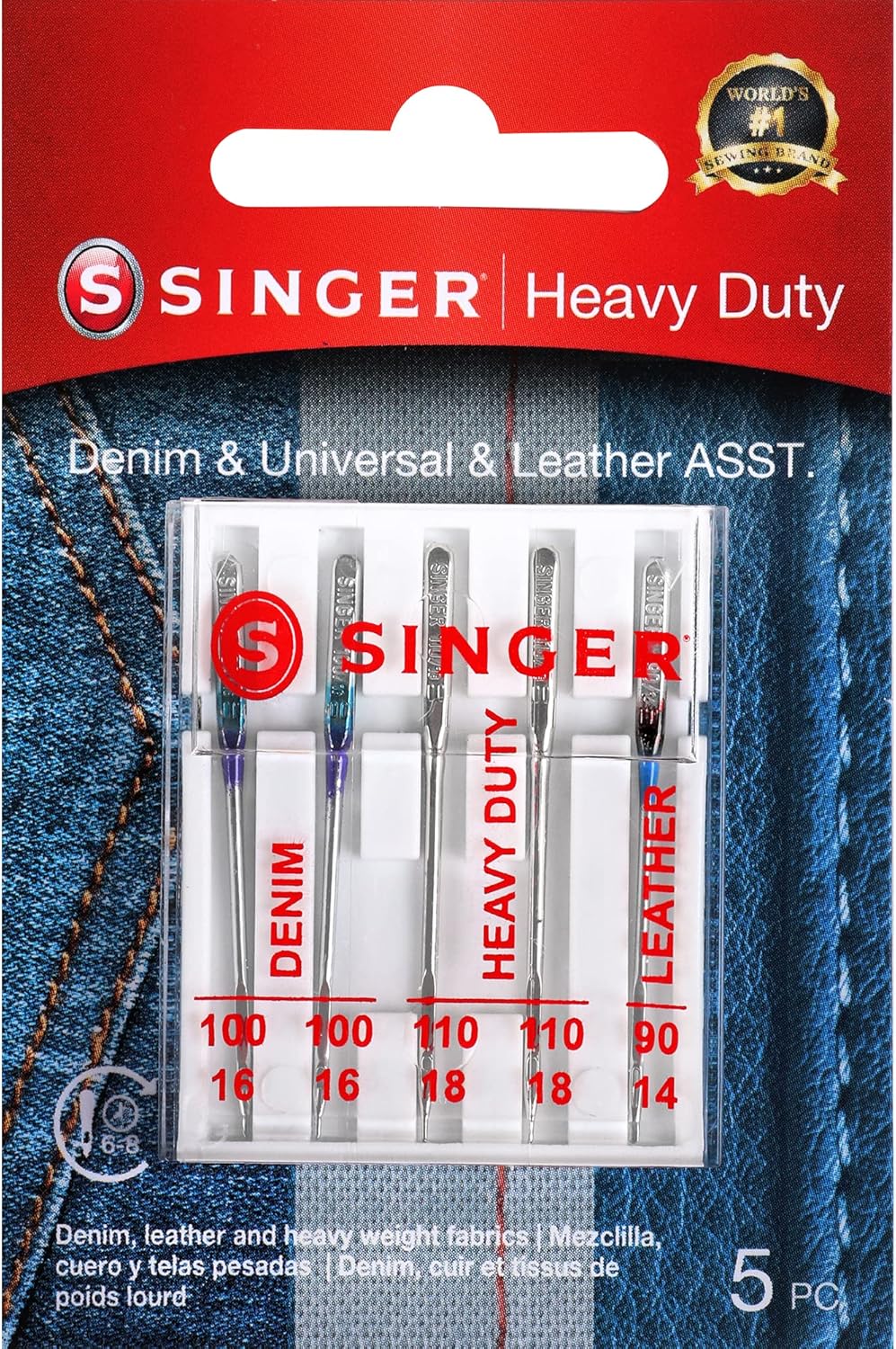 Singer 04801 Universal Heavy Duty Sewing Machine Needles, 5-Count