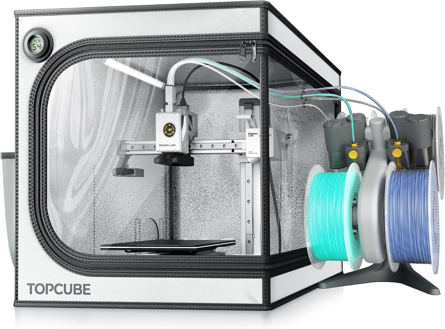3D Printer Enclosure for Bambu Lab A1 Mini, Large Transparent Window Enclosure with LED Light, Fireproof Dustproof Noise Reduction Constant Temperature 3D Printer Cover, 460x460x550MM