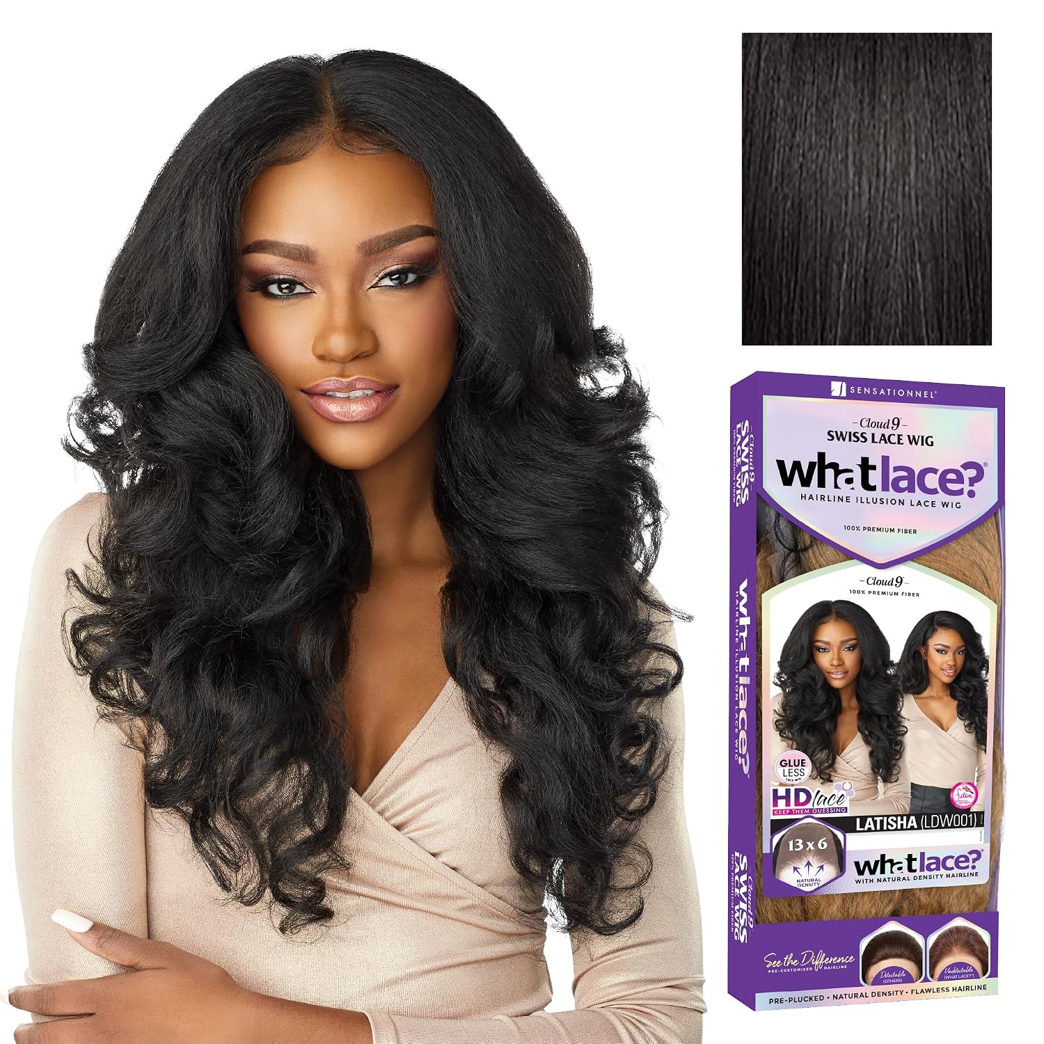Sensationnel What Lace 13x6 Wig-Latisha, 1B OFFBLACK