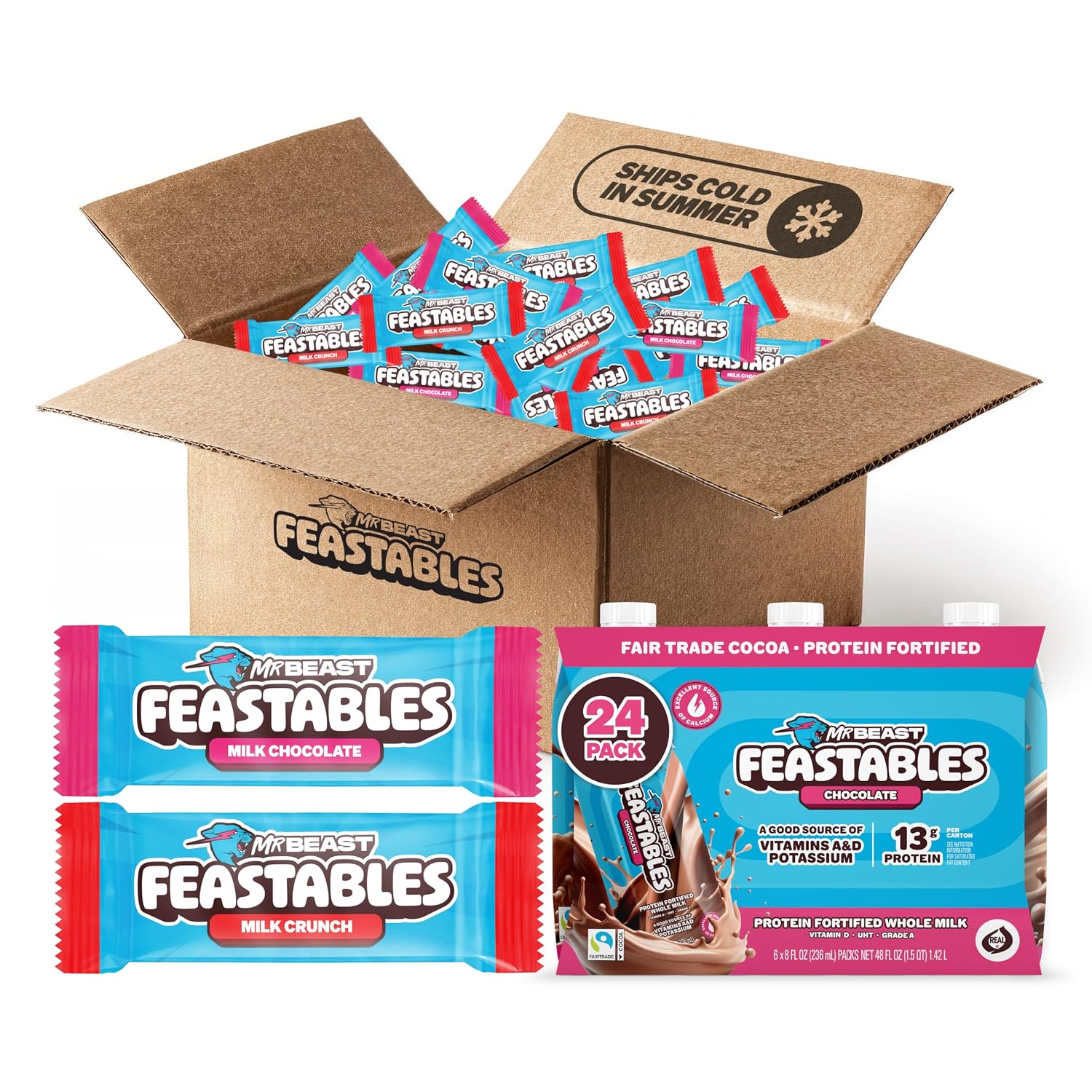 MrBeast Feastables Chocolate Party Starter Pack, 3-Pack Variety