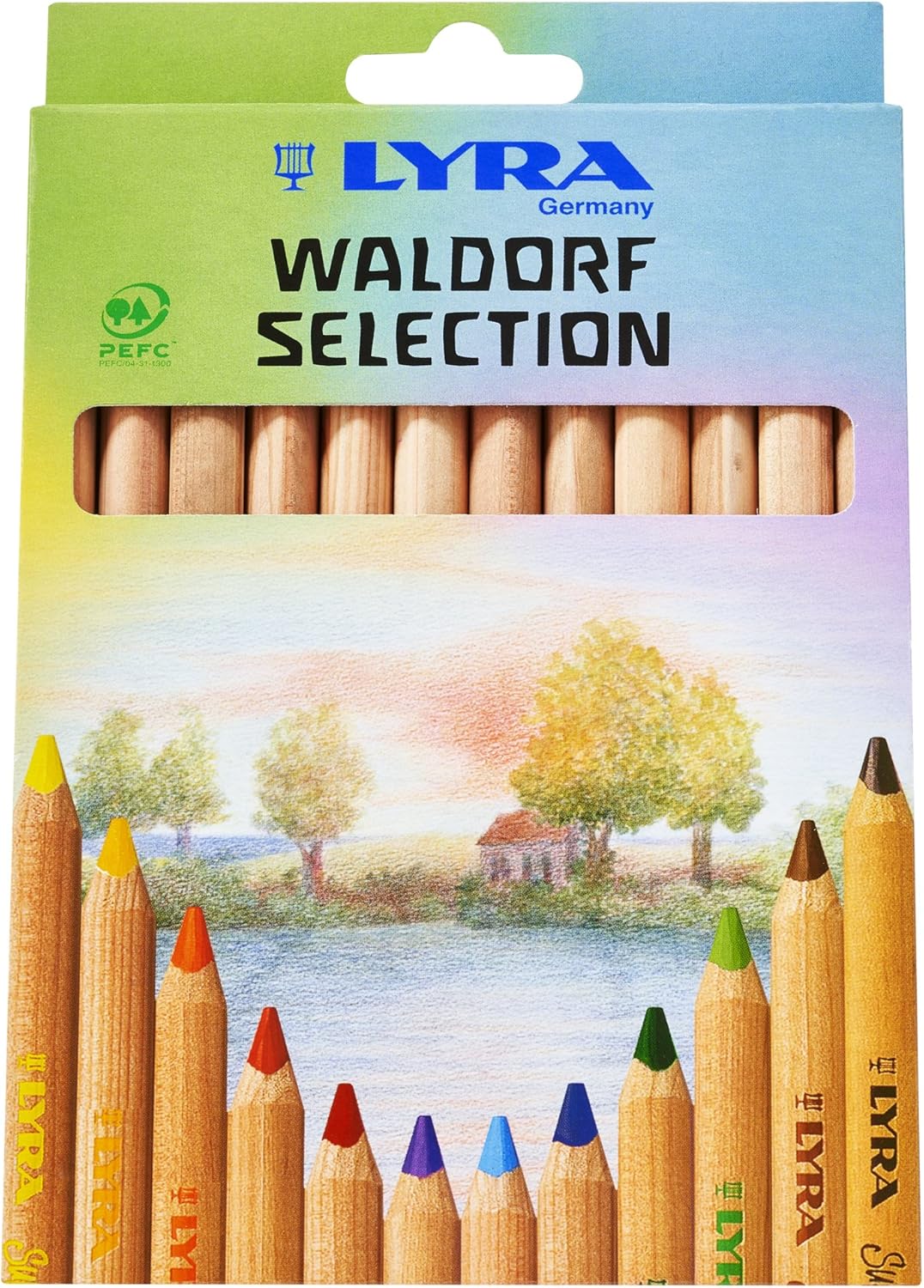 LYRA Super Ferby Chunky Wooden Coloured Pencils, Triangular, 6.3mm Lead, 12 Assorted Colours, For Children and Schools
