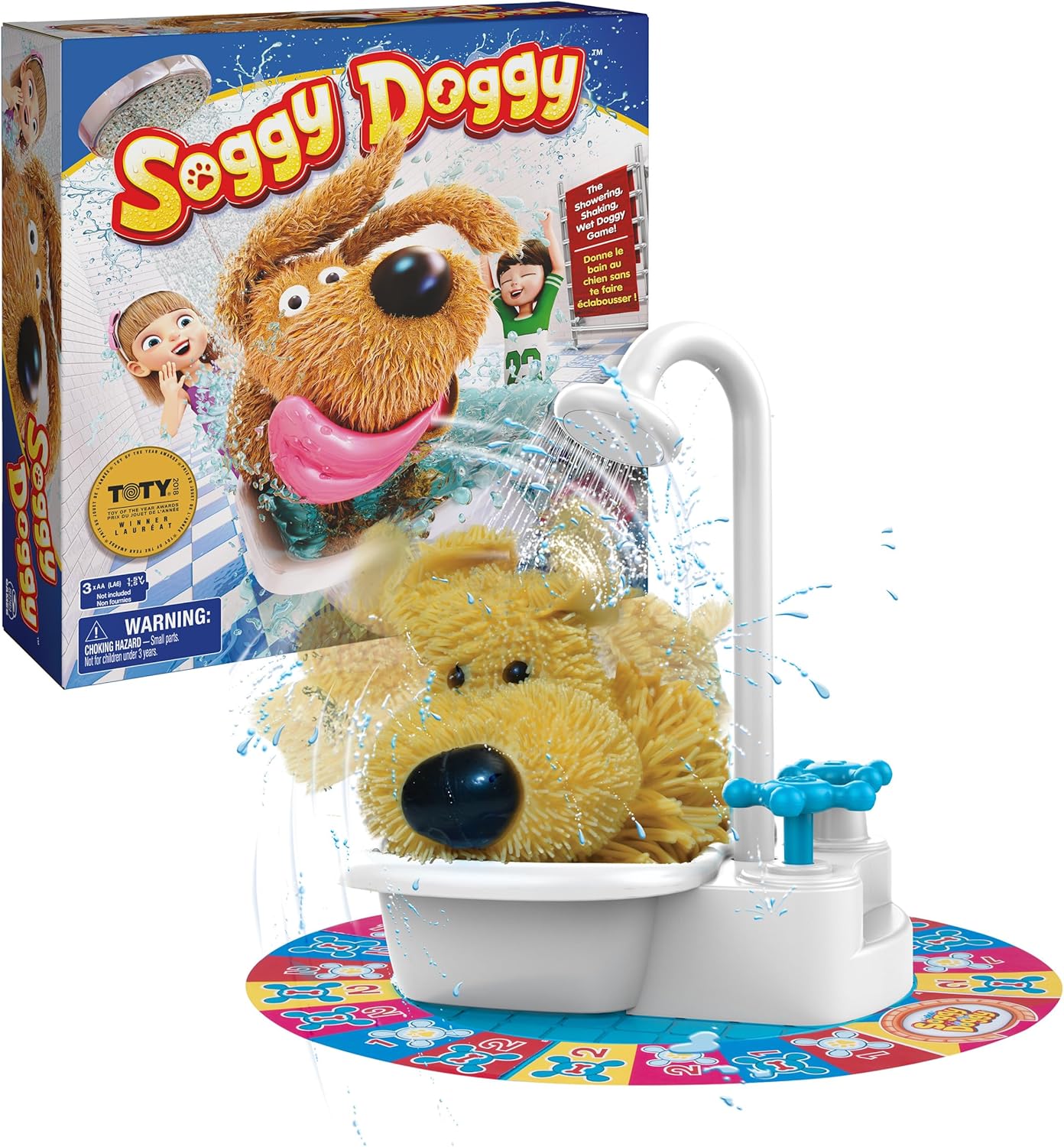 Spin Master Games, Soggy Doggy, The Award-Winning Wet & Silly Kids Board Game for Family Game Night, Interactive Dog Toy, Screenless Activity for Kids & Family, 2-4 Players, for Ages 4 & Up