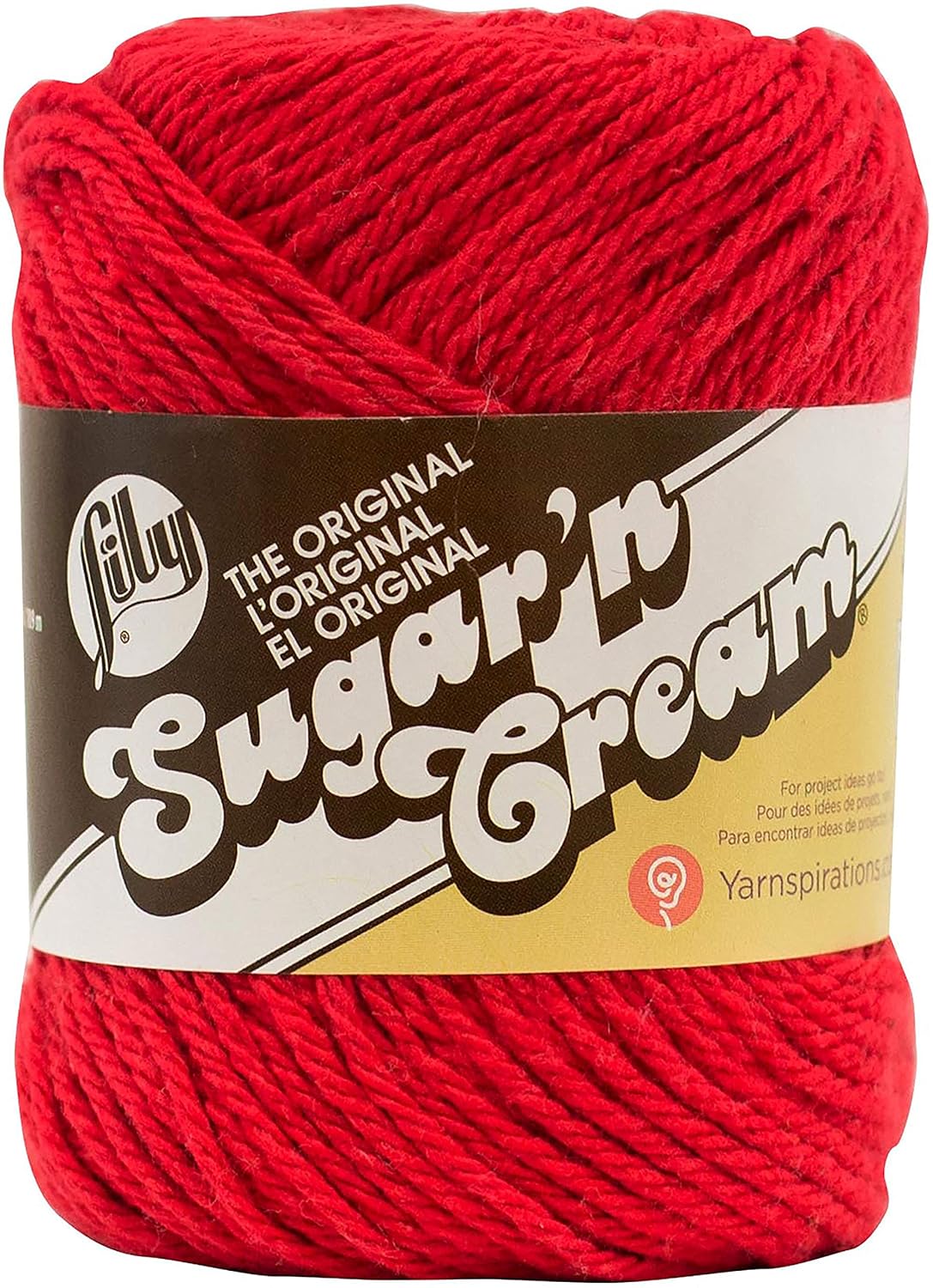Lily Sugar 'N Cream The Original Solid Yarn, 2.5oz, Medium 4 Gauge, 100% Cotton - Red - Machine Wash & Dry