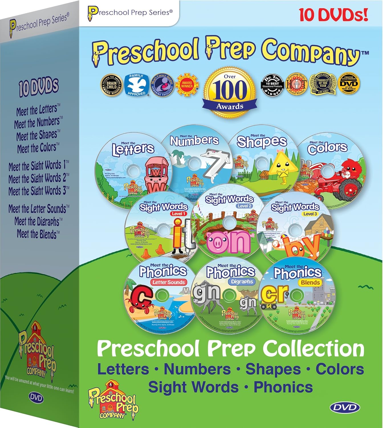 Preschool Prep Series Collection - 10 DVD Boxed Set (Meet the Letters, Meet the Numbers, Meet the Shapes, Meet the Colors, Meet the Sight Words 1, 2 & 3, Meet the Phonics - Letter Sounds, Digraphs & Blends