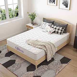 NapQueen 8 Inch Innerspring Twin Size Medium Firm Memory Foam Mattress, Bed in a Box, White