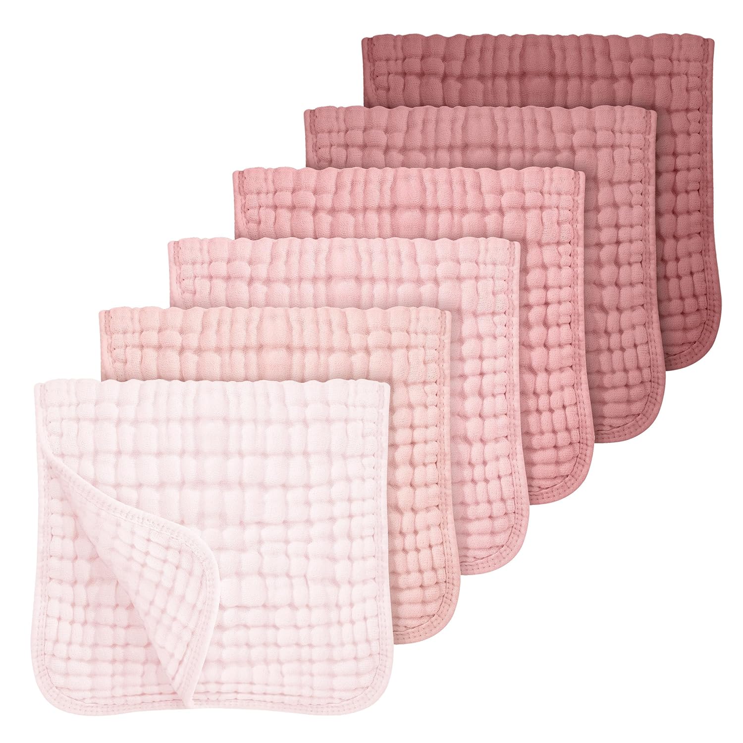 Looxii Muslin Burp Cloths 100% Cotton Muslin Cloths Large 20''x10'' Extra Soft and Absorbent 6 Pack Baby Burping Cloth for Boys and Girls Gradient Pink