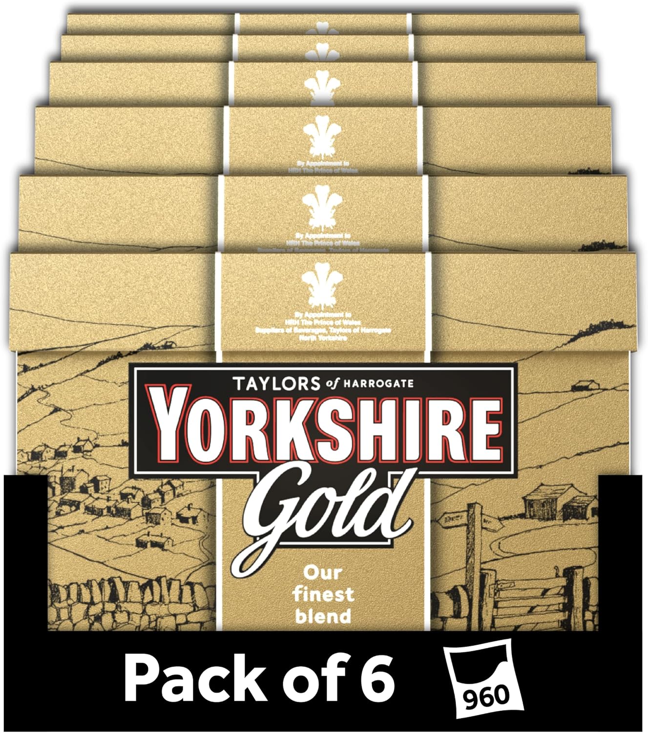 Yorkshire Tea Gold, 6 Boxes of 160 Tea Bags (Total 960 Bags)