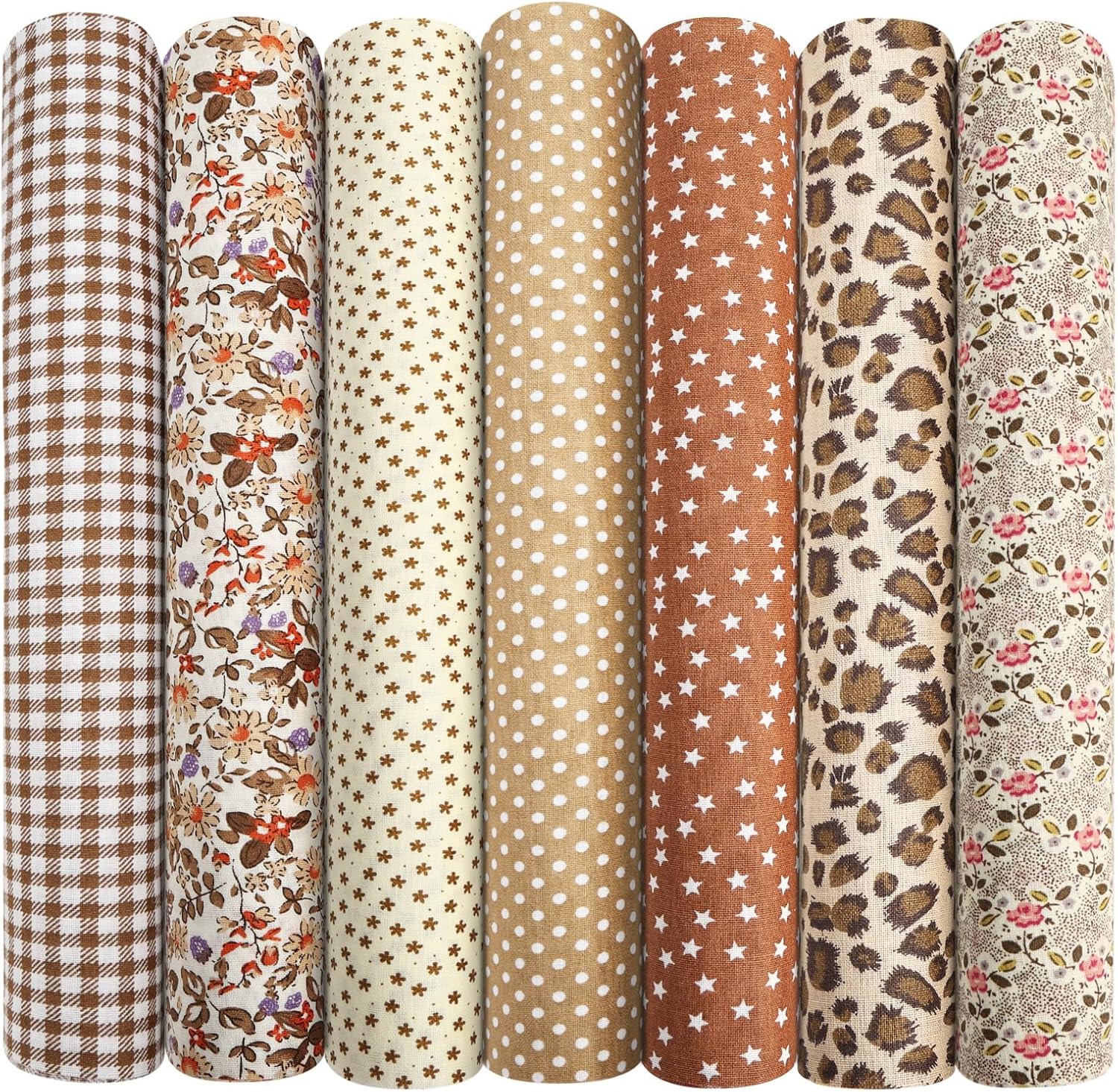 Aucuu 7PCS Fat Quarters Fabric Bundles, 50cm x 50cm Fabric Bundles, Quilting Cotton, Bundle Quilting Craft FA-BRIC, Precut Easter & Spring Cotton FA-BRIC for DIY Crafts, Sewing, Patchwork, Home Decor