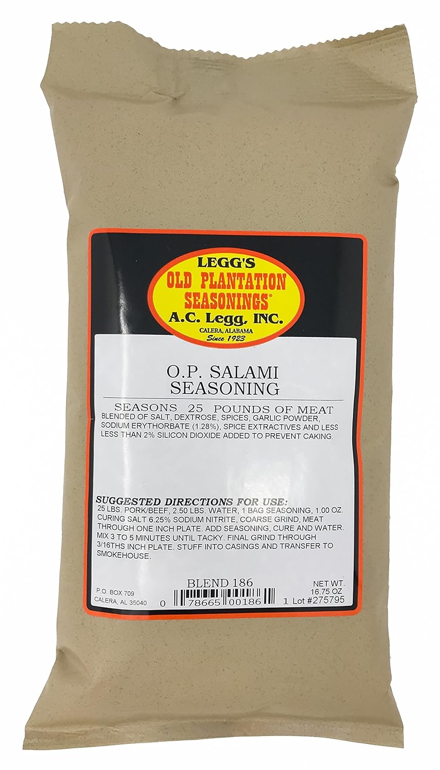 A.C. Legg - OP Salami Seasoning, 16.75 Ounce - with Cure