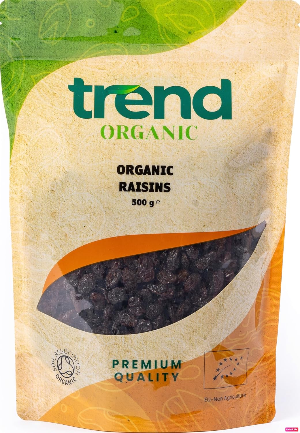 Trend Organic Raisins, Unsweetened, Unsulphured, Sun Dried, Natural Sugars, Rich in Fibre and Minerals, Certified Organic, Vegan, GMO-Free, No Additives No Preservatives, Raw, 500g