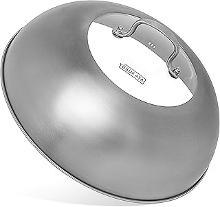 YOSUKATA Wok Lid 12.8 In - Premium Stainless Wok Cover with Tempered Glass Insert Steam Holes and Ergonomic Handle - Durable Wok Accessories - Dishwasher-Safe Lid for 13.5-In Wok for Asian Cooking