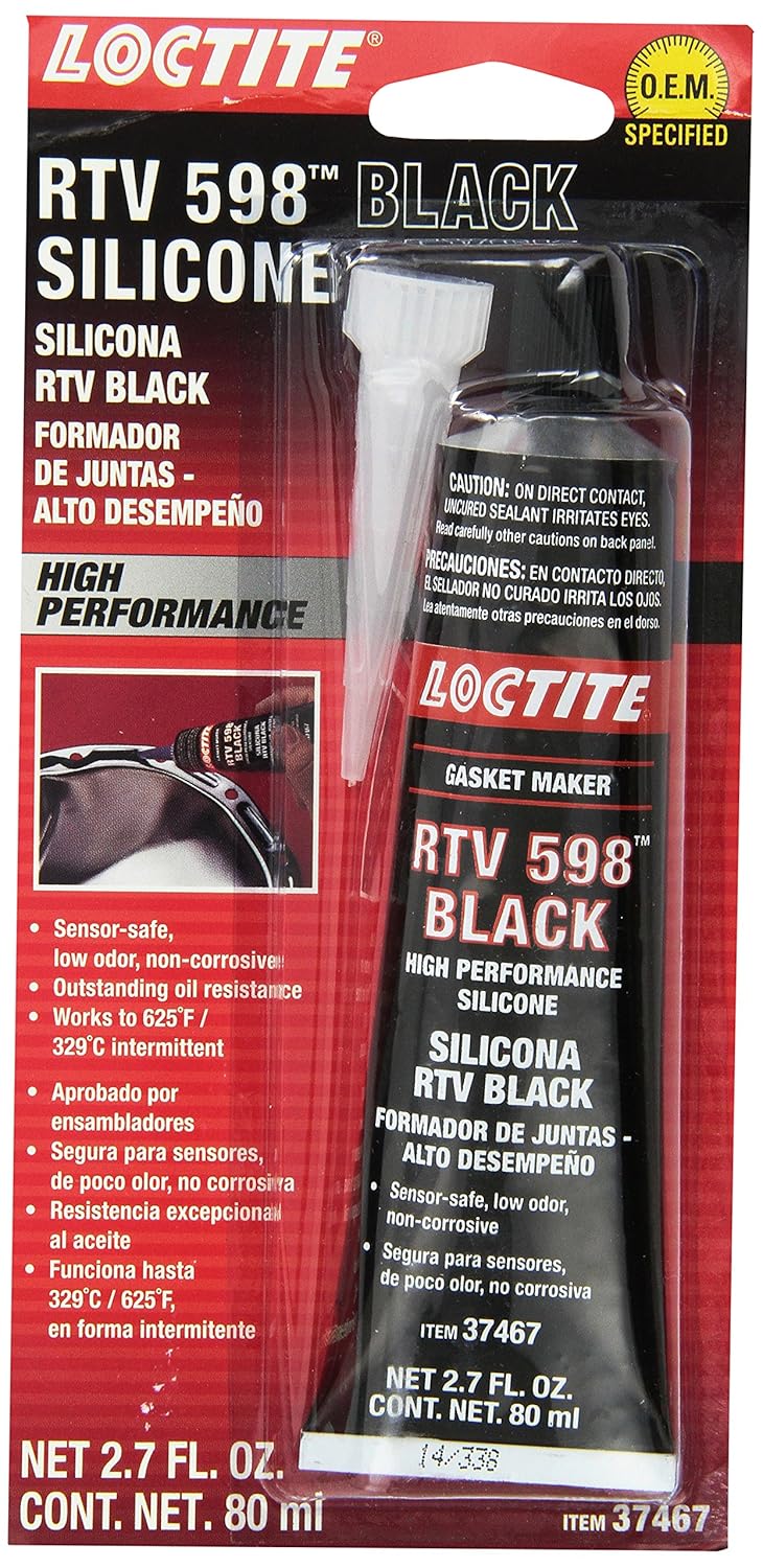 LOCTITE Automotive RTV Silicone Gasket Maker Black 598 - High Performance, Sensor-Safe, Non-Corrosive, Flexible, Oil Resistant - 80 ml, 1 Pack