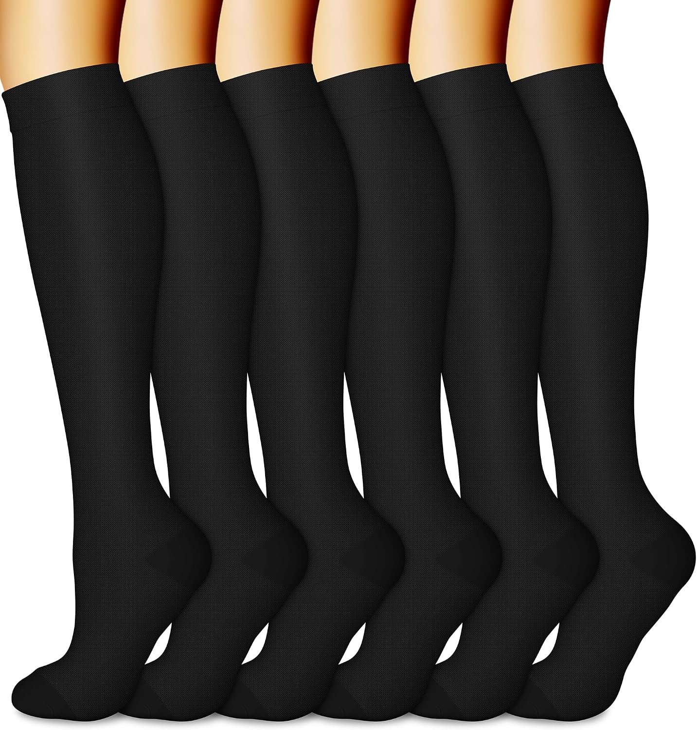 CHARMKING 6 Pairs-Compression Socks for Women & Men Circulation Best Support for Nurses, Running, Athletic,Flight Travel