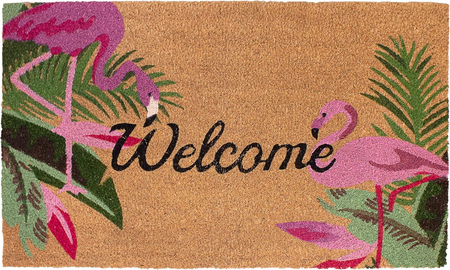 Storm Stopper – Doormat | Flamingo Duo | All Weather Heavy Duty Mat | 100% Natural Coir Face | Non-Slip | Outdoor Home Décor | Absorbent, Fade Resistant & Pet Friendly | 18" x 28"