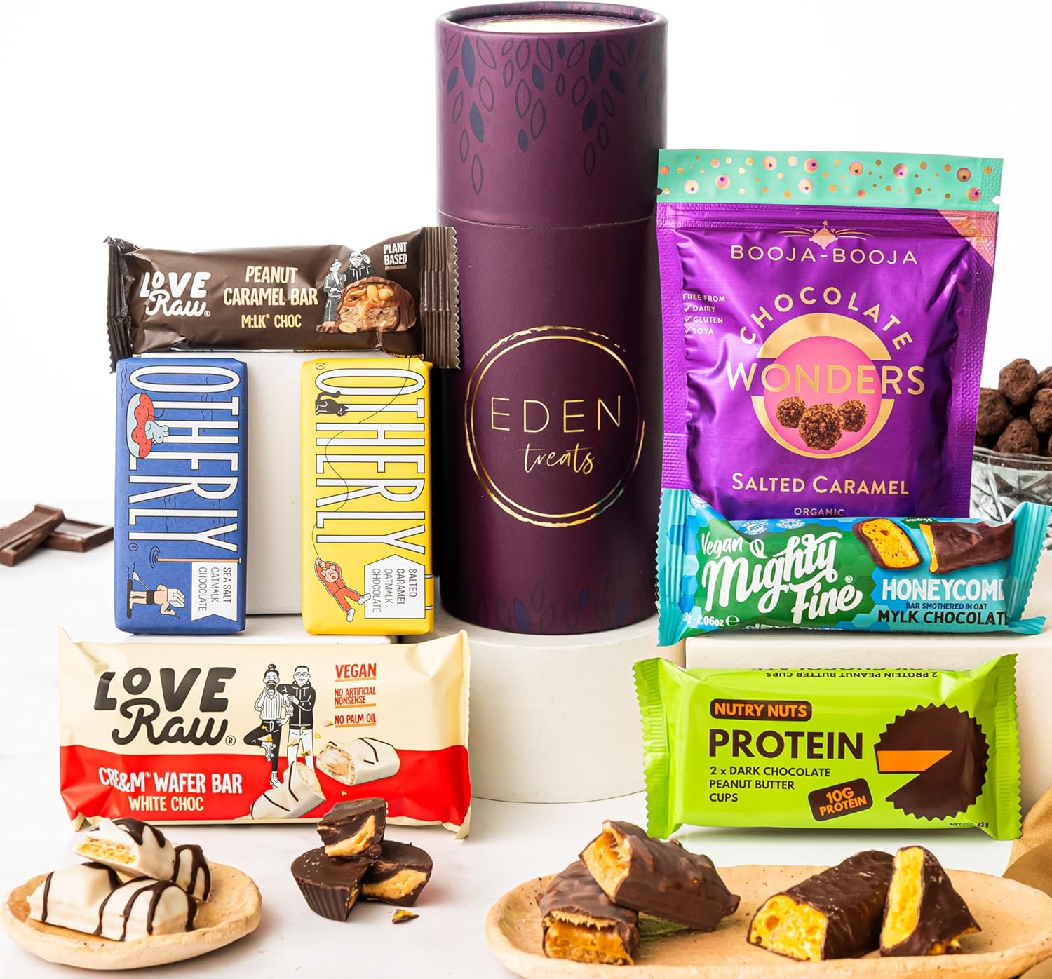 Just Because Chocolate Letterbox Gift Tube, Luxury Gourmet Gifts for Women, Men or Couples, Dairy Free, Gluten Free, Lactose Free and Vegan Chocolate by EDEN Treats