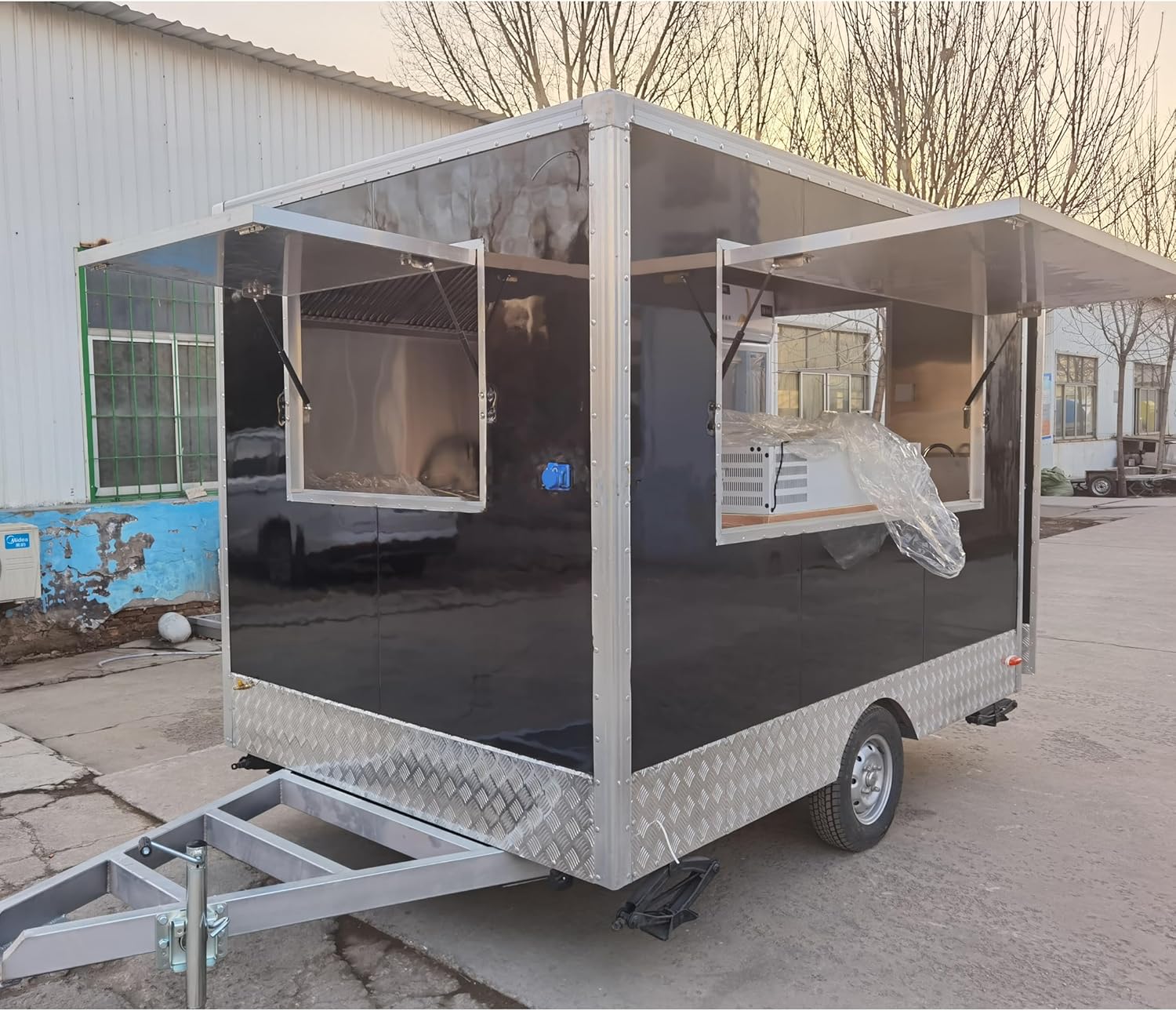 Food Trailer Food Truck, Mobile Food Truck Trailer with Full Kitchen Catering Food Trailer, Concession Food Trailer for Sale Ice Cream Trailer Square Snack Food Truck