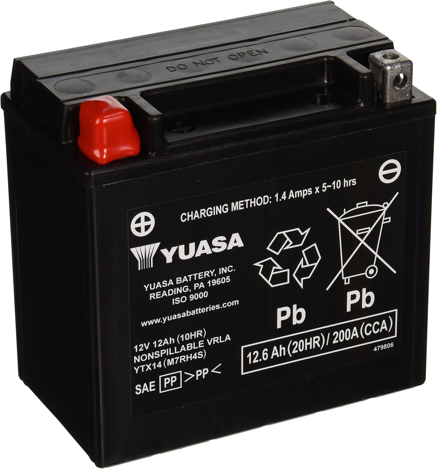 Yuasa YUAM7RH4S YTX14 Factory Activated AGM Battery