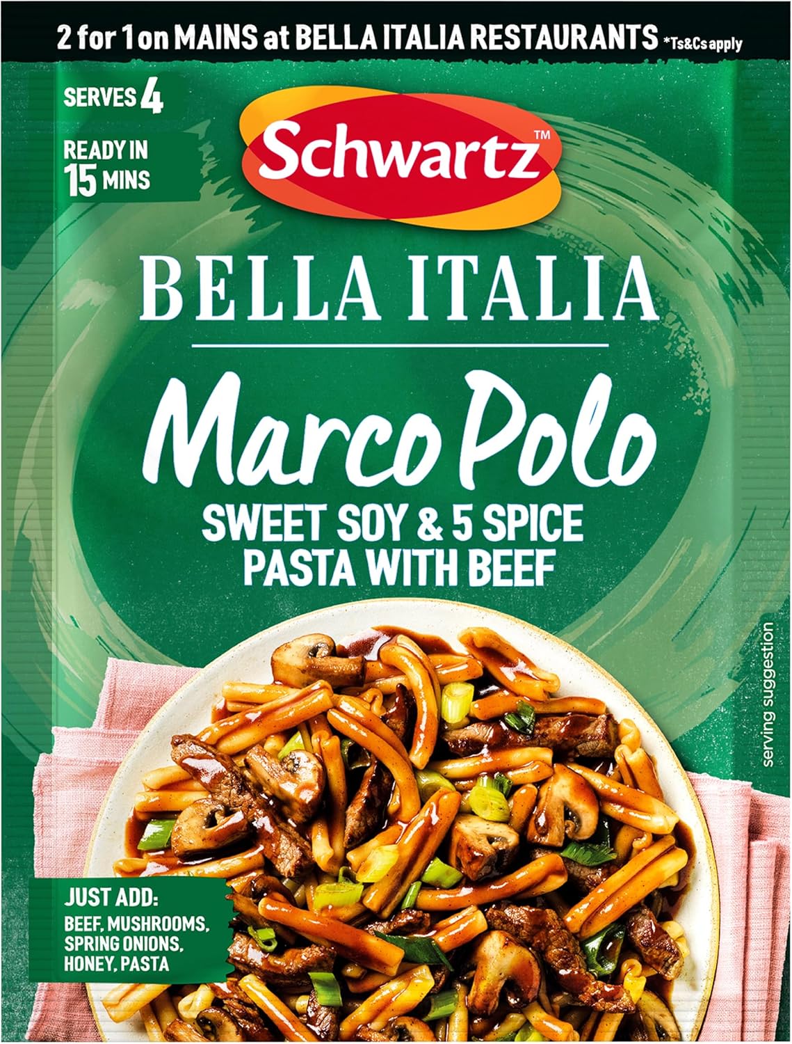 Schwartz Bella Italia Marco Polo Sweet Soy 5 Spice Pasta with Beef Recipe Mix, 35g