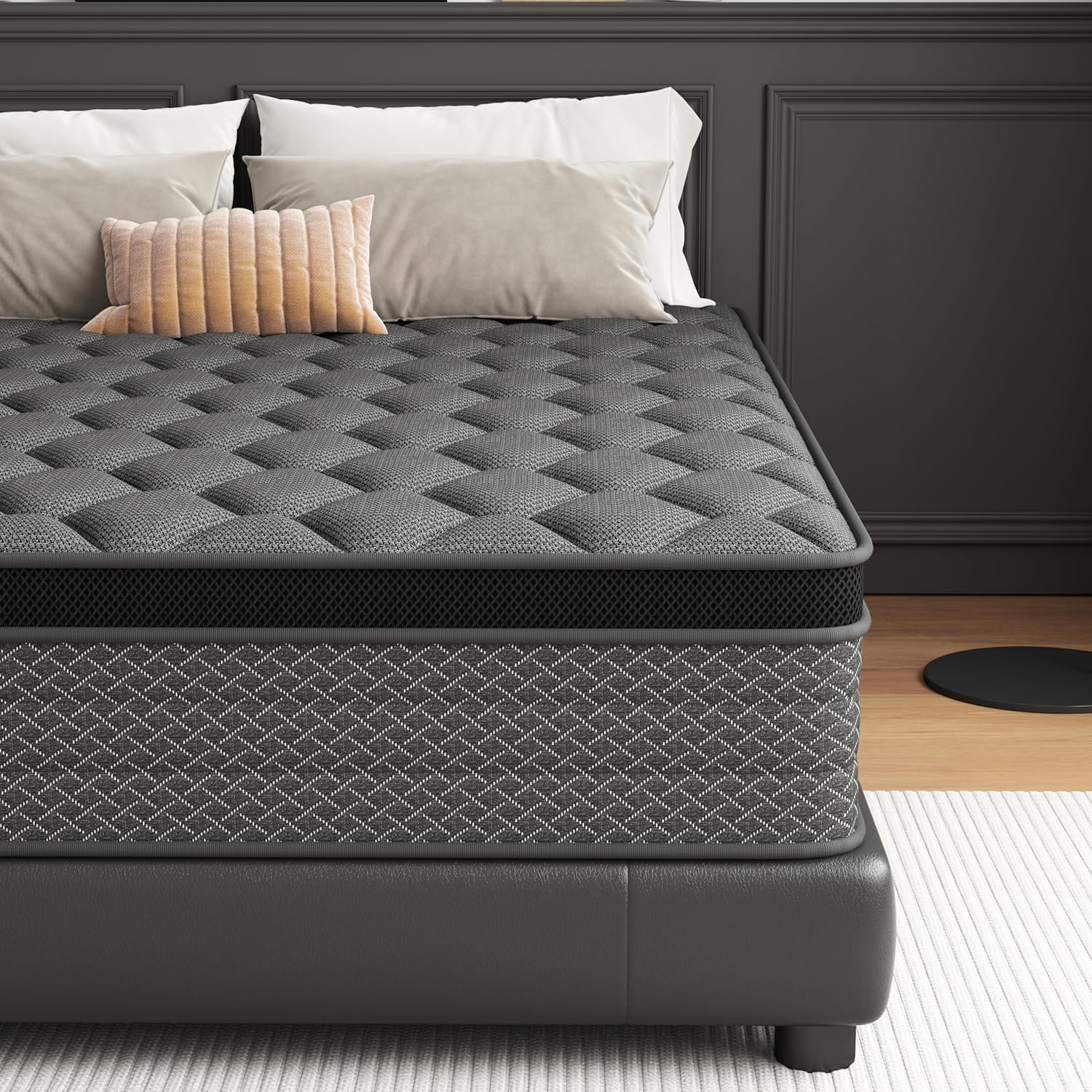 DAJIYUHC King Mattress 5FT, 10 Inch Foam and Spring Hybrid Mattress in A Box, Medium Plush Feel with Motion Isolating, Fiberglass Free(150x200cm)