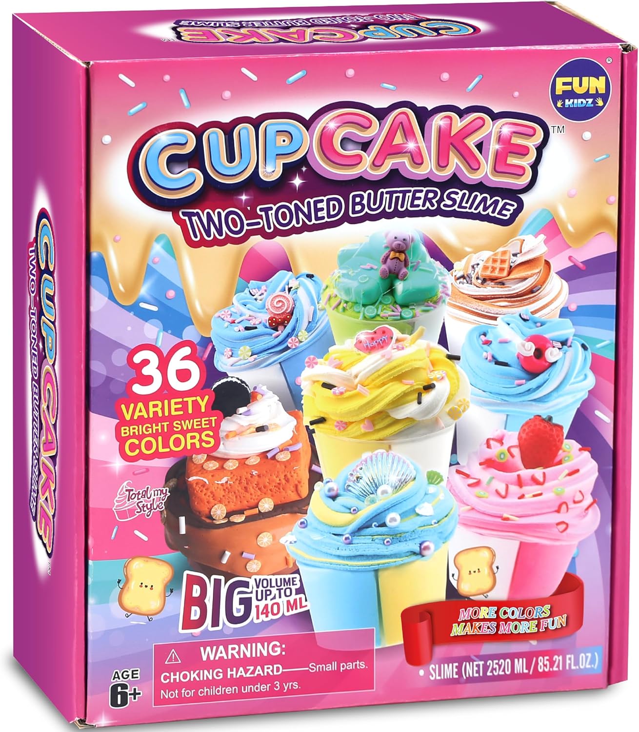36 Big Cupcake Butter Slime Packs for Girls, FunKidz Two Toned Butter Slime Kit for Kids Party Favors Premade Bulk Slime Toys