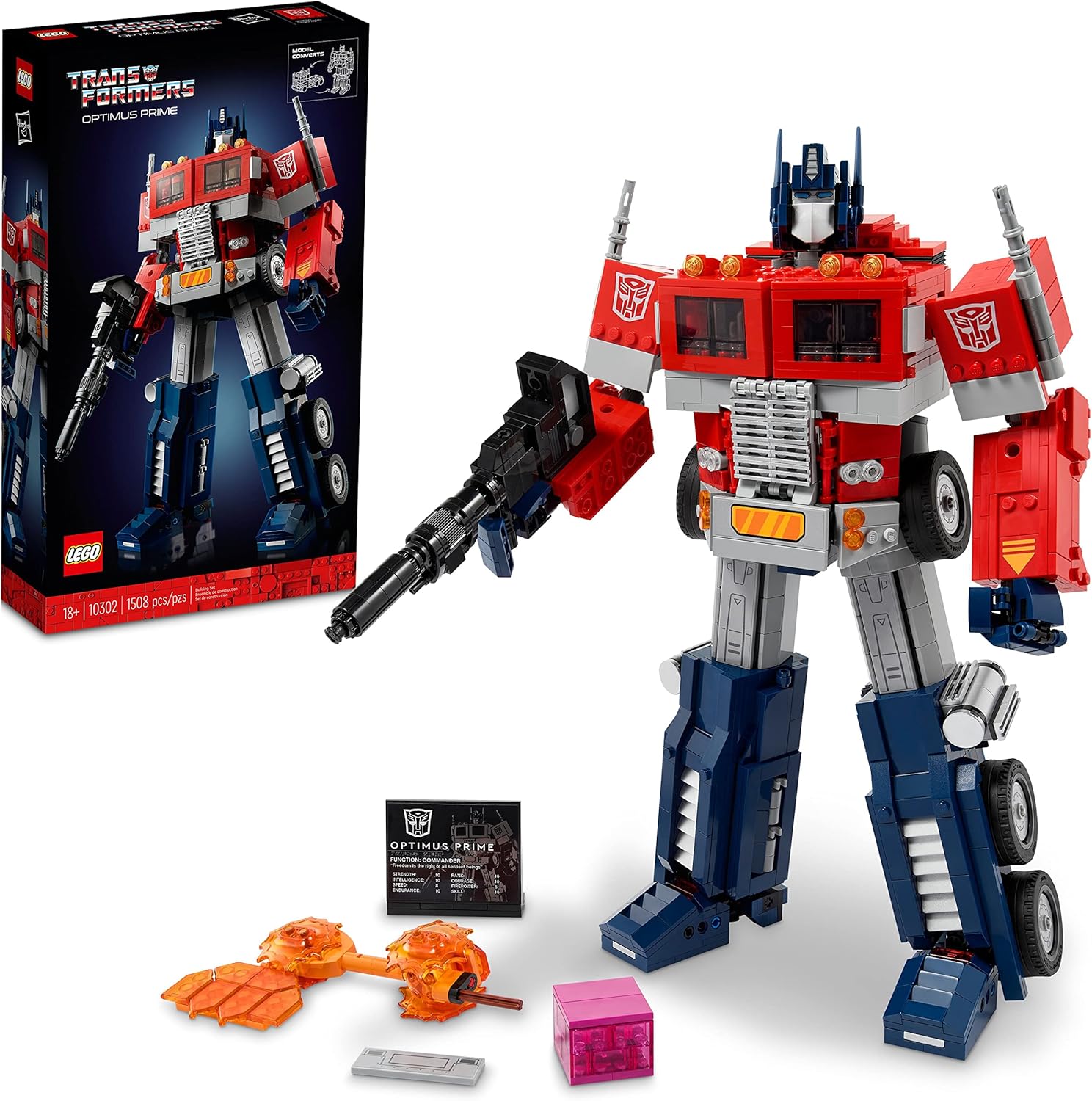 LEGO Optimus Prime 10302 Building Set for Adults; Build a Collectible Model of a Transformers Legend (1,508 Pieces), Standard