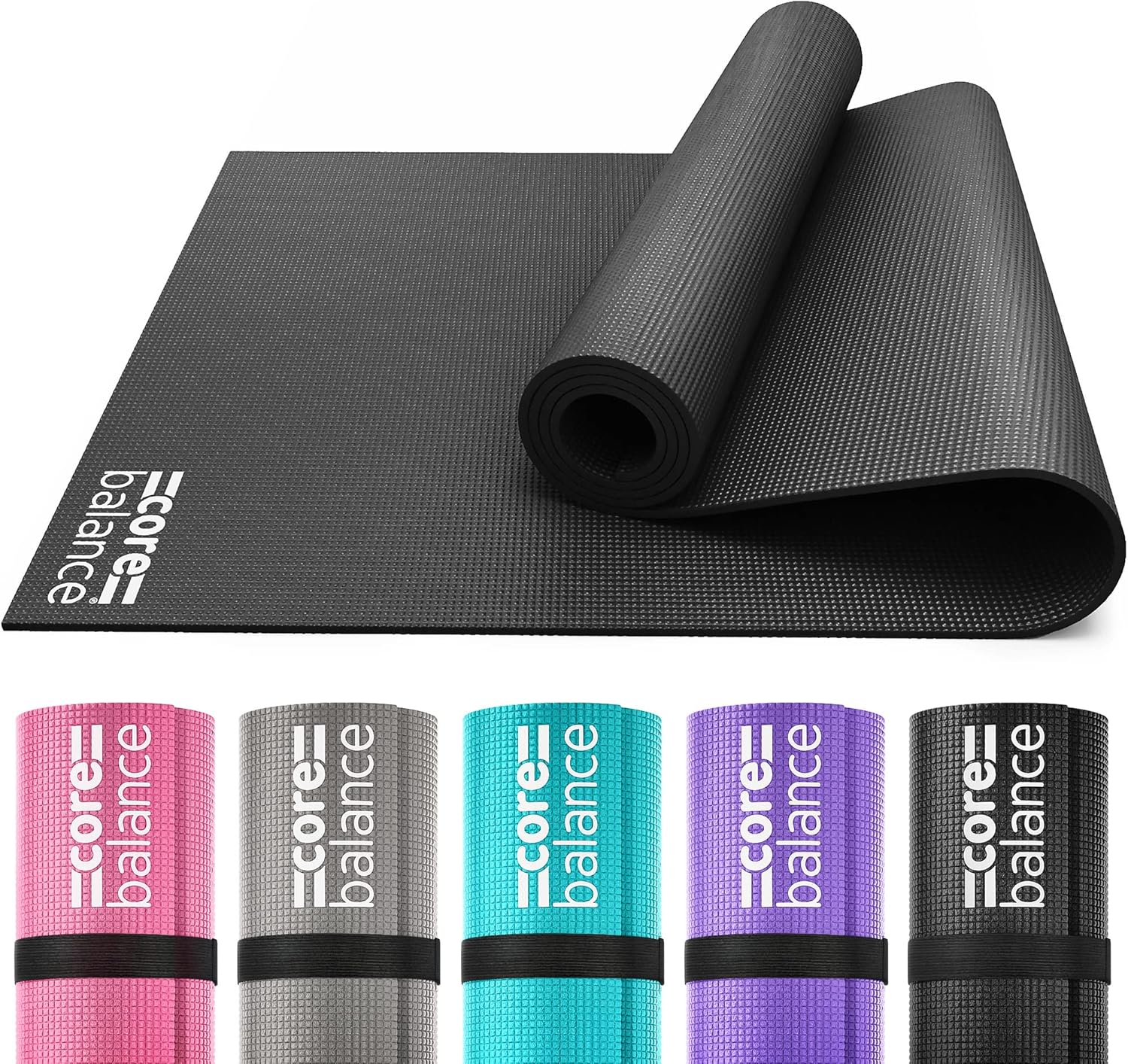 Core Balance Yoga Mat, Thick Foam 6mm, Non Slip, Exercise Fitness Gym, Compact Lightweight With Carry Strap