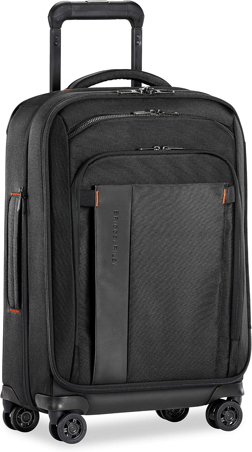 Briggs & Riley Domestic 22" Carry On Expandable Spinner - Luggage for Travel, Suitcases with Wheels, Softside Rolling Bag for Men & Women, Self-Repairing Zipper - ZDX Collection, Black
