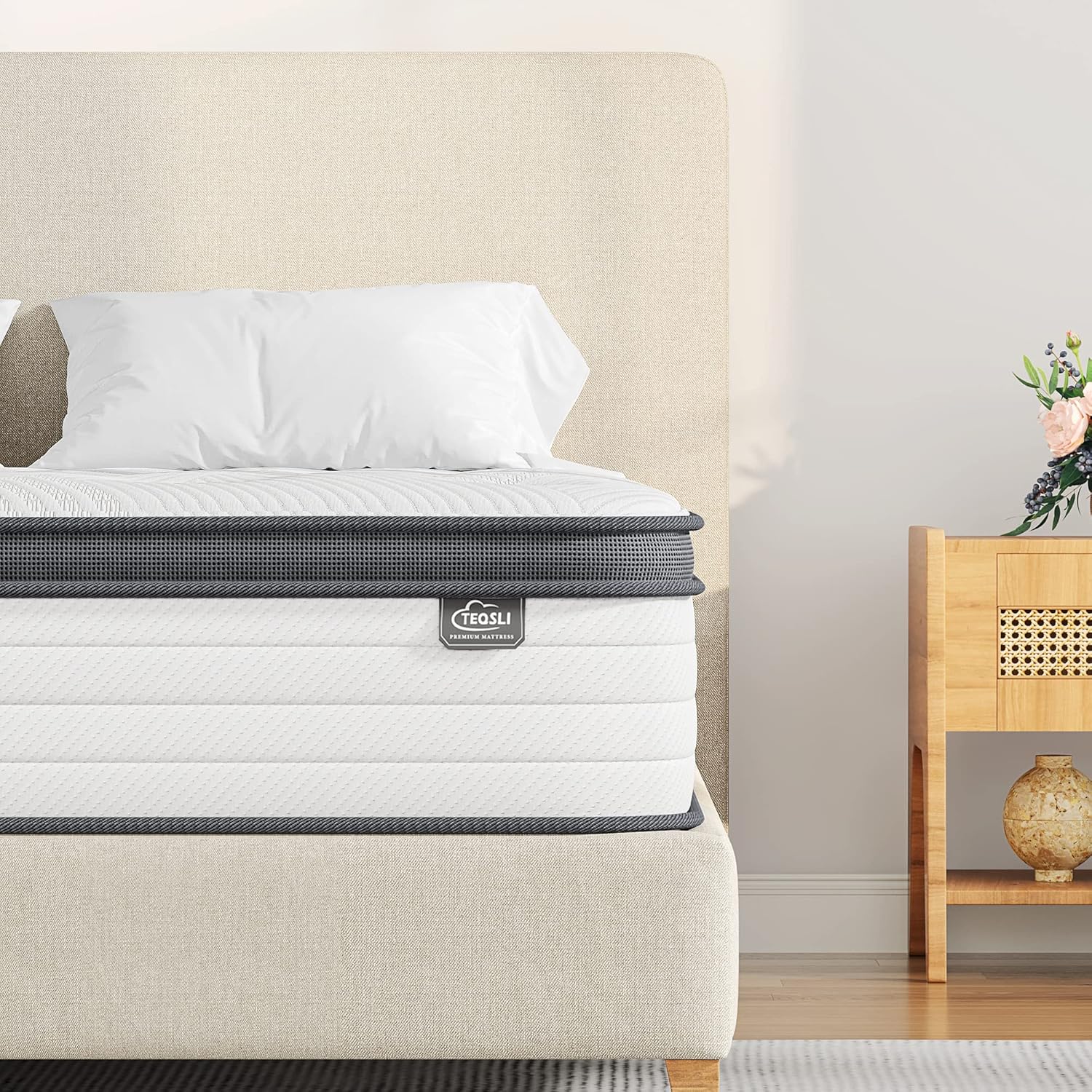 TEQSLI Full Mattress, 12 Inch Memory Foam Innerspring Hybrid Mattress in A Box, Medium-Firm for Pressure Relief and Motion Isolation, 10-Year Support,100-Night Trial (TSC-12F-US)