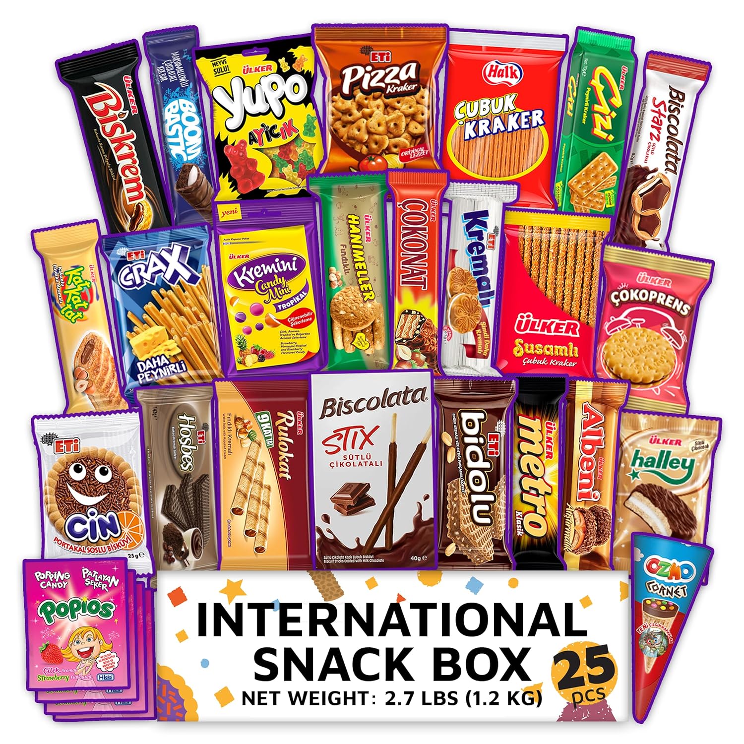 Eastanbul International Snack Box, Premium 25 Full-Size Foreign Snack Box, From Around The World International, Sweet, Savory, Chewy, Crunchy