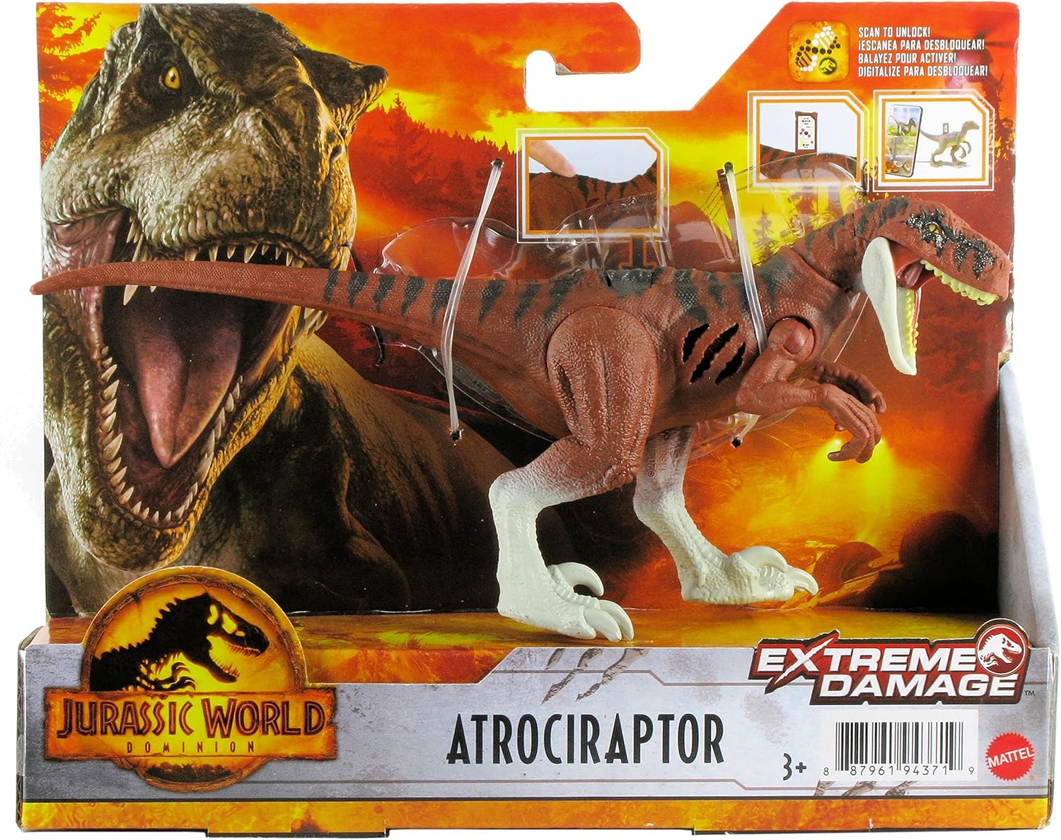 Jurassic World Dominion Extreme Damage Atrociraptor Dinosaur Action Figure Black