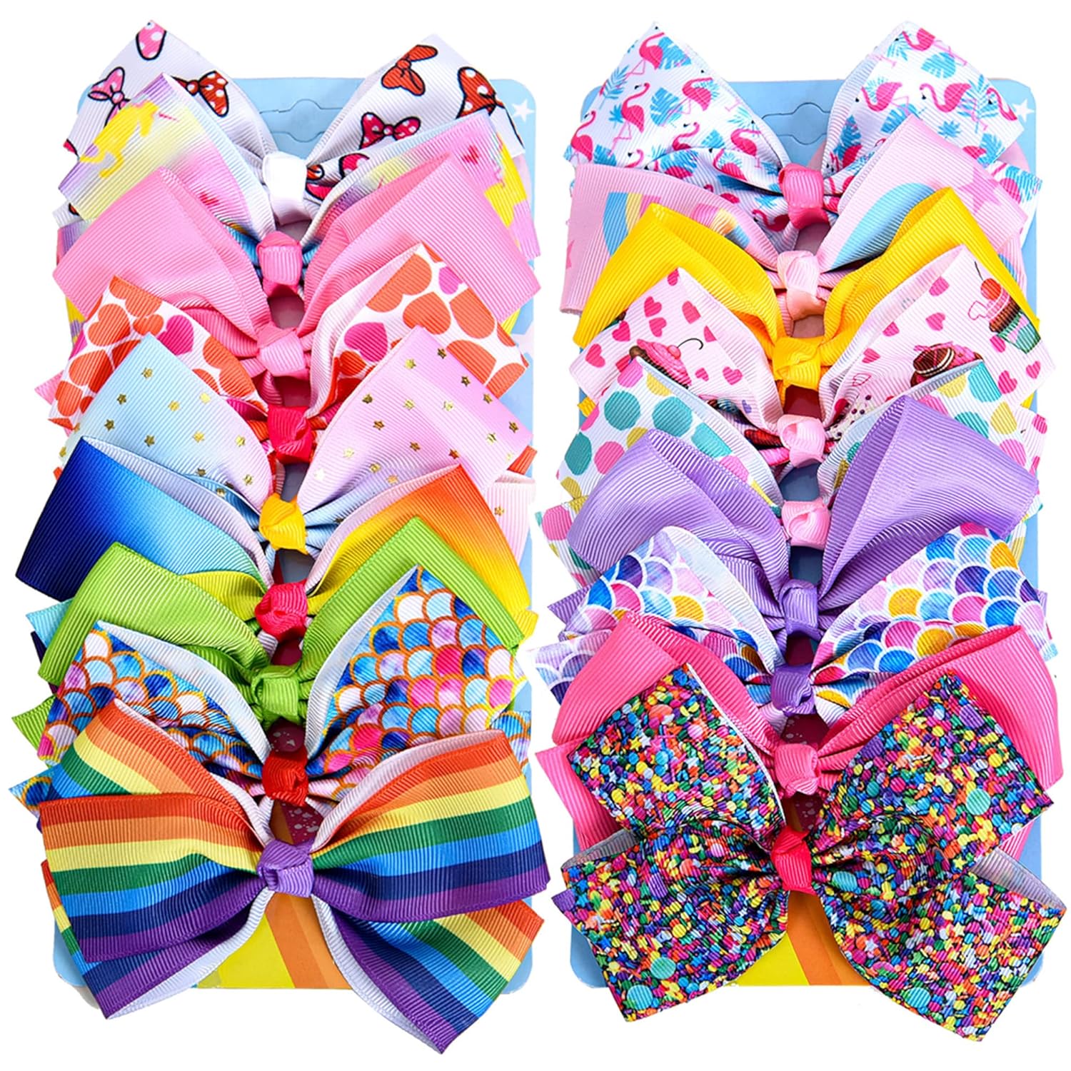 5 Inch Hair Bows for Girls, Colorful Little Girls Hair Bow Rainbow Heart Grosgrain Hair Bow With Alligator Clips Hair Accessories for Toddlers Children Kids,18 Pcs