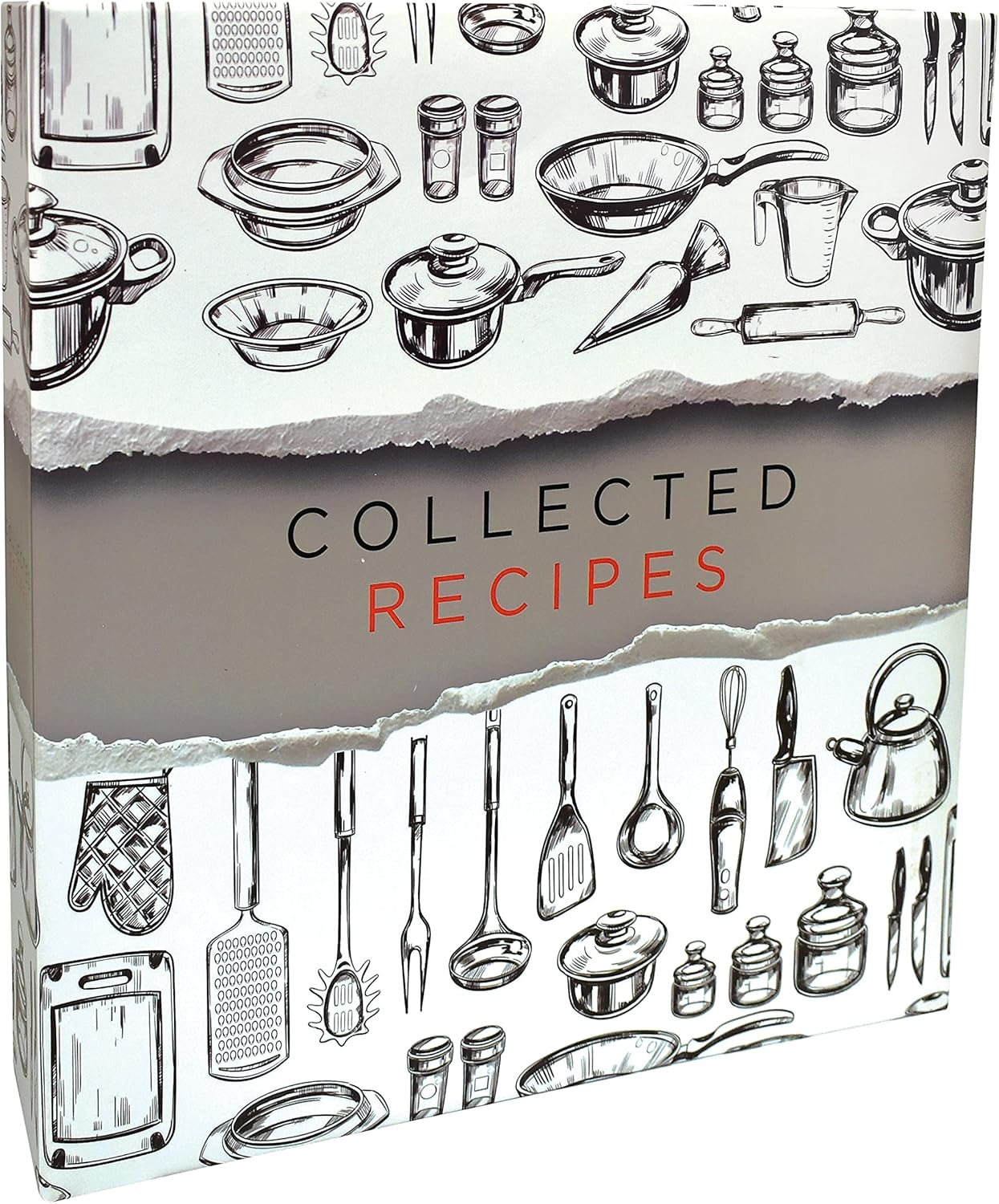 Better Kitchen Products Recipe Binder, Full Page 3 Ring Standard Binder Organizer Set (with 50 Page Protectors & 12 Category Divider Tabs) 11.5" x 12" Sleek Kitchen Design