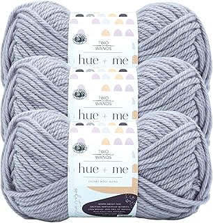Lion Brand Yarn Hue & Me Bulky Yarn, Bulky Yarn for Knitting and Crocheting, Haze, 3 Pack