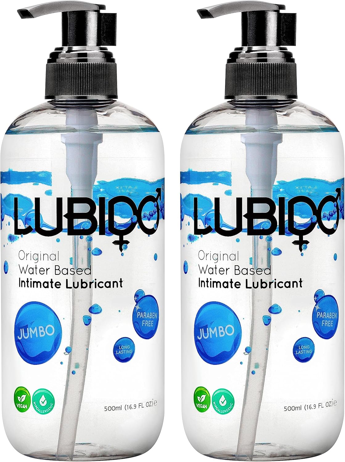 Lubido Original Water Based Paraben Free Intimate Gel Lube – Jumbo 500ml (Pack of 2)