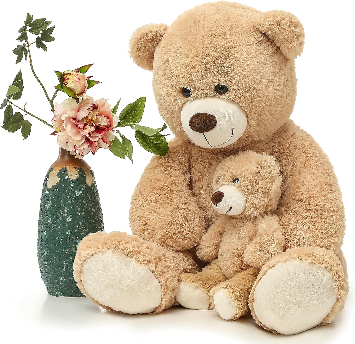 MorisMos Mom and Baby Giant Teddy Bear, 39inch Soft Stuffed Animal Large Teddy Bears Plush for Baby Shower, Tan