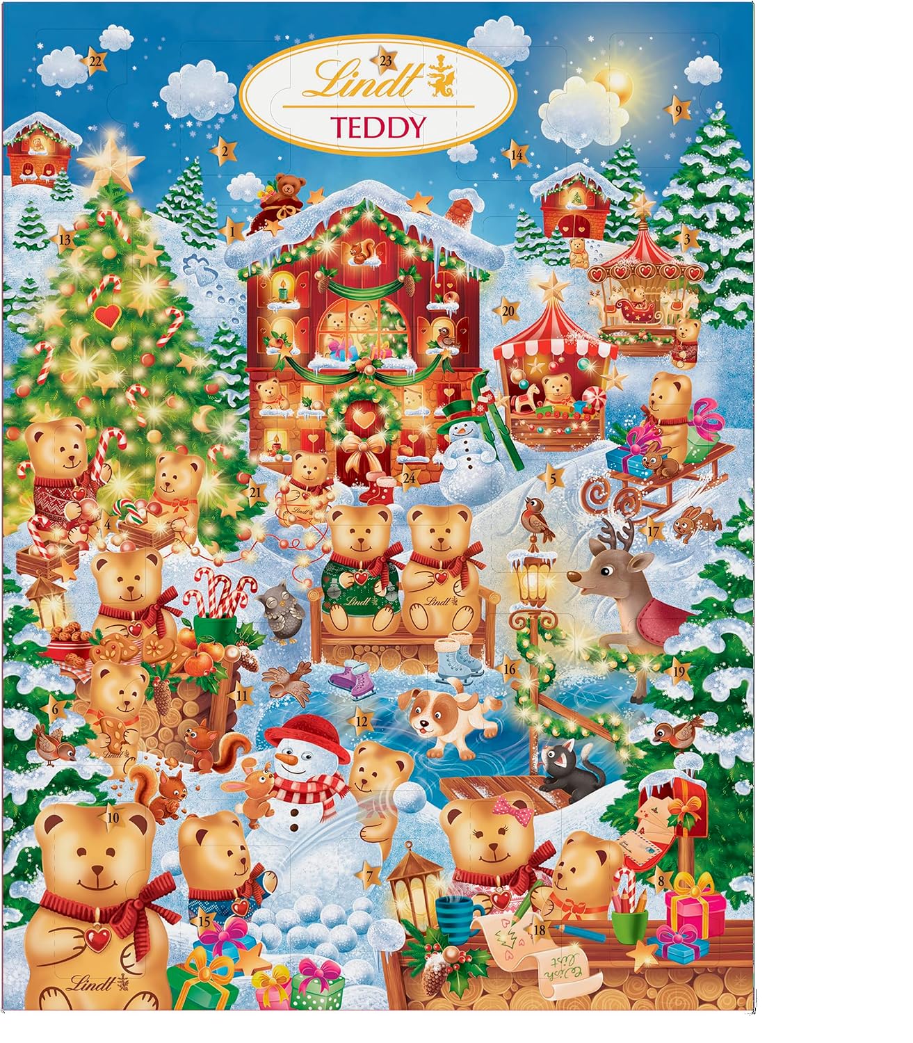 Lindt Teddy Winter Wonderland Advent Calendar 2025 – Medium 170g – 24 Milk & White Chocolates – Gift for Him & Her