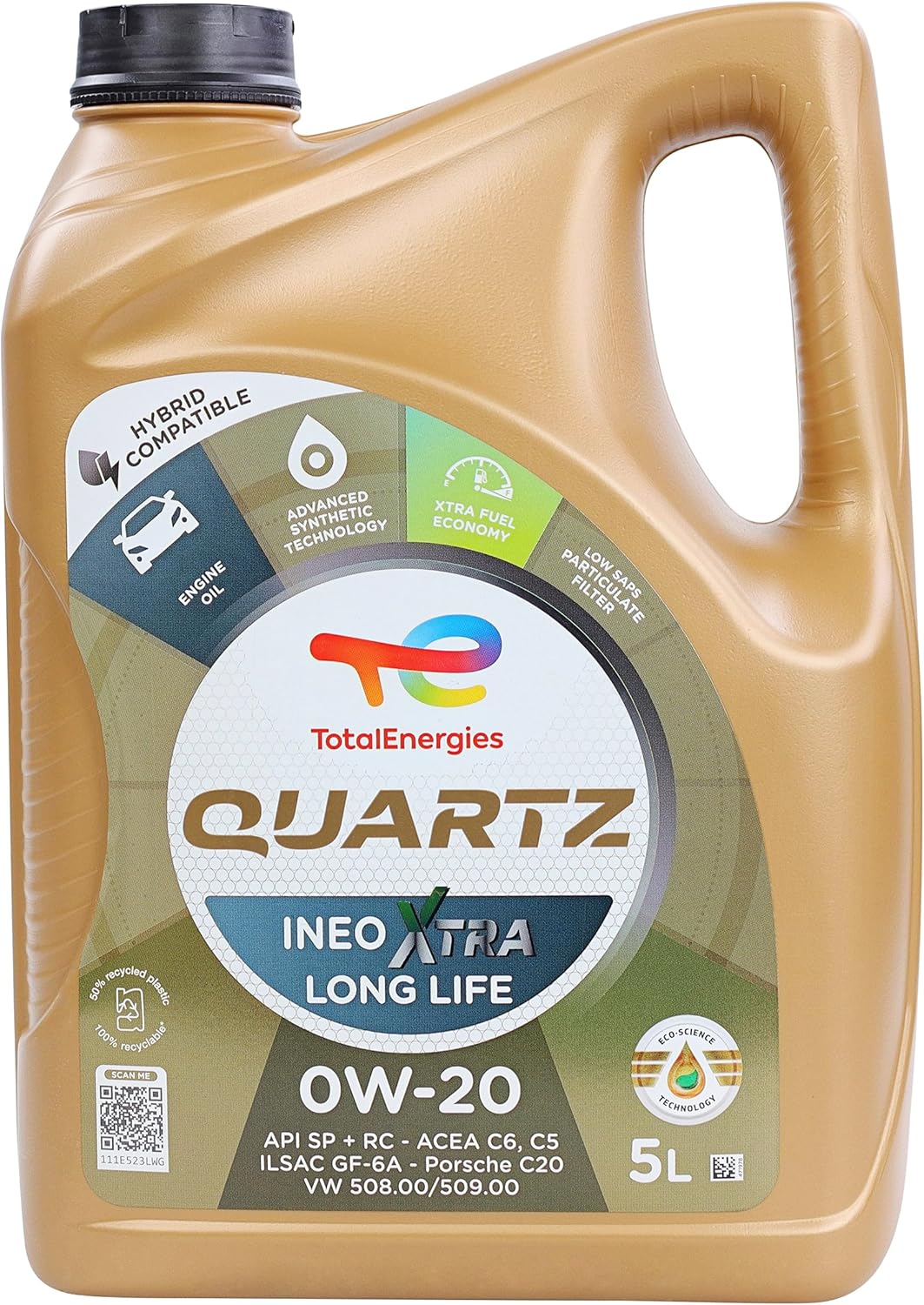 TotalEnergies Ineo Xtra Long Life 0W-20 Full Synthetic Motor Oil - Enhanced Engine Longevity with ART, Superior Protection, Efficiency for Modern & Hybrid Vehicles - 5 Liter