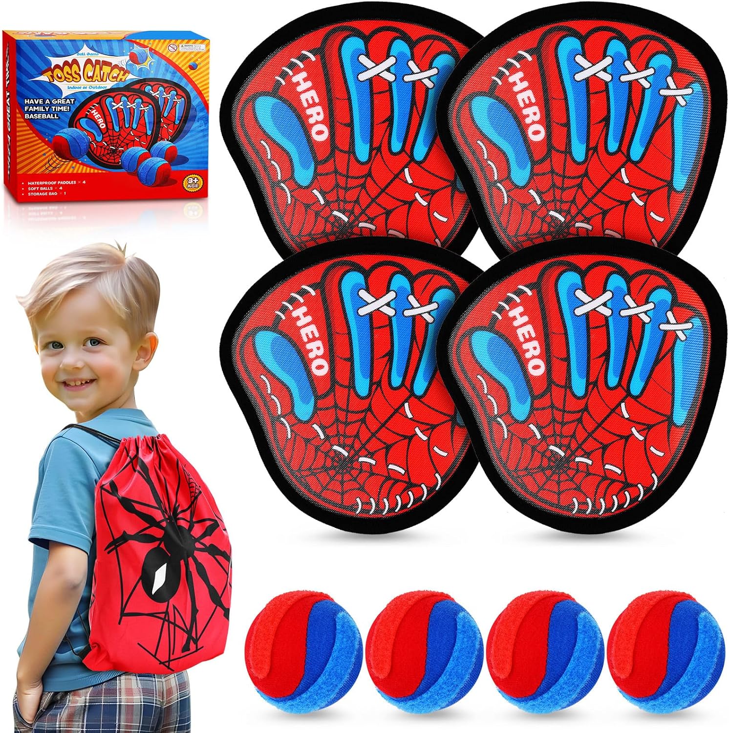 Boys Toys Age 4-6, Kids Toys Velcro Ball and Catch Game, Outdoor Toss and Catch Game Set for Kids 5-7, Christmas Birthday Gifts for 3 4 5 6 7 8 9 Year Old Boys Girls Family Backyard Sports Lawn Games
