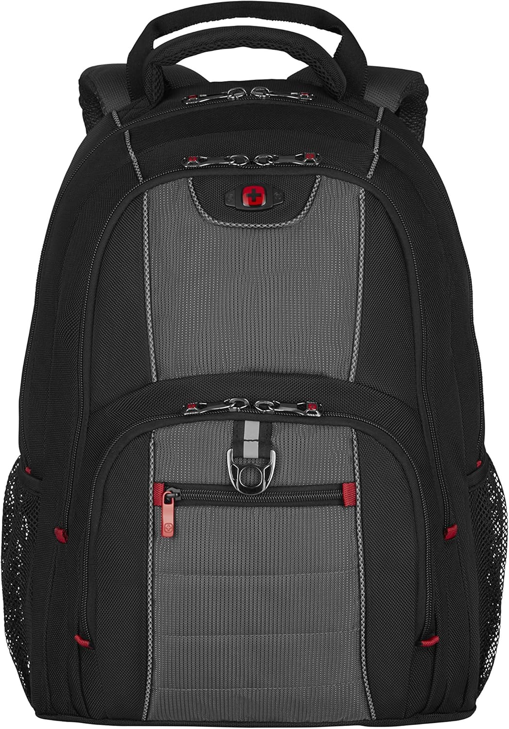 Wenger Pillar 600633, 16 Inch Laptop Backpack, Triple Protect Compartment with Case-Stabilizing Platform, 25 Litre Capacity, Work, School, Travel, Commuting, Black/Grey 25 x 38 x 48 cm