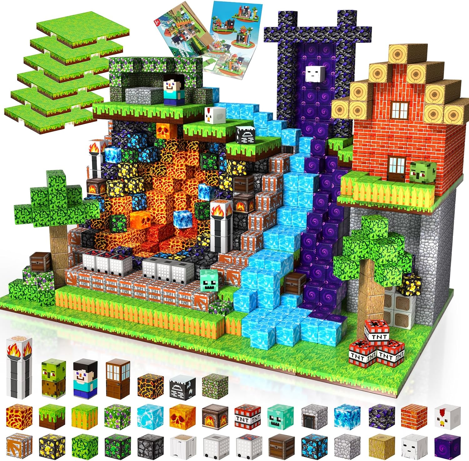 200PCS Magnetic Building Blocks with 6 Baseplate, Magnetic Blocks Cubes for Kids Ages 4-8, Stacking Magnet Blocks STEM Building Toys for Boys Girls Ages 3 4 5 6 7 8-12 Birthday Gifts