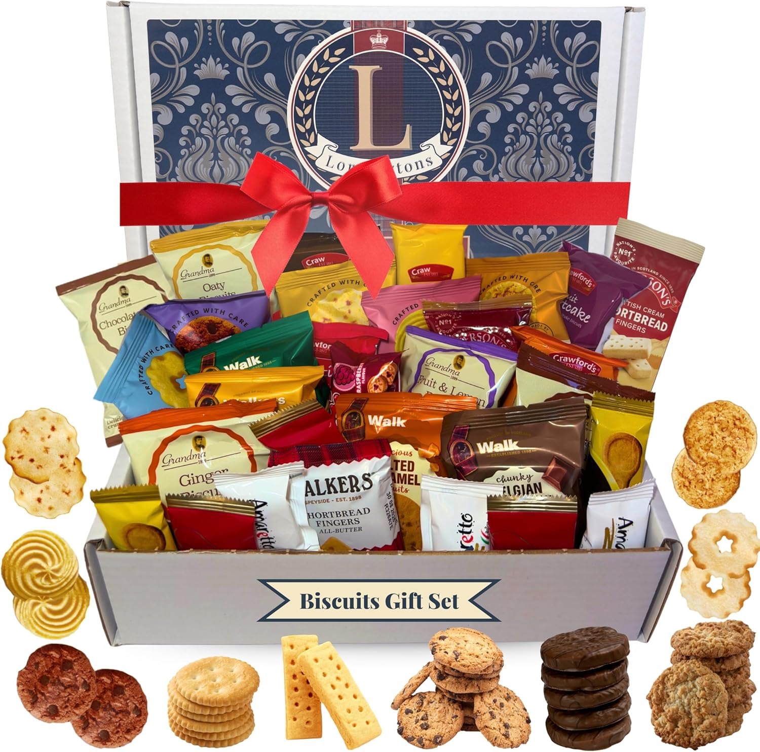 Biscuits Gift Set Hamper Bundle Contains 30 Packs of Individually Wrapped Biscuits Multipacks. Lordingtons Gift Hamper Includes a Variety of Loved Treats