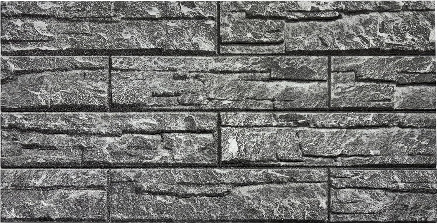 K&B Panels - 3D Wall Panels, Styrofoam Wall Panelling Kit, Realistic Charcoal Slate Effect, Lightweight, Easy to Install, Dual Insulation to Reduce Acoustic Noise, Indoor & Outdoor (10 Panels)