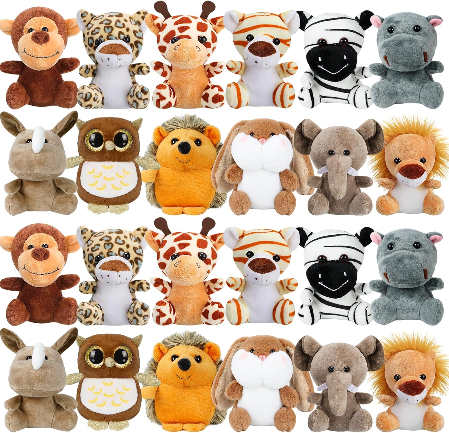 Arrozon 24 Pcs Small Stuffed Animals Bulk, Mini Stuffed Animal 4.5 Inch Cute Plush Toy, Mini Plush Toys, Toddler Stocking Stuffers, Little Jungle Stuffed Animals