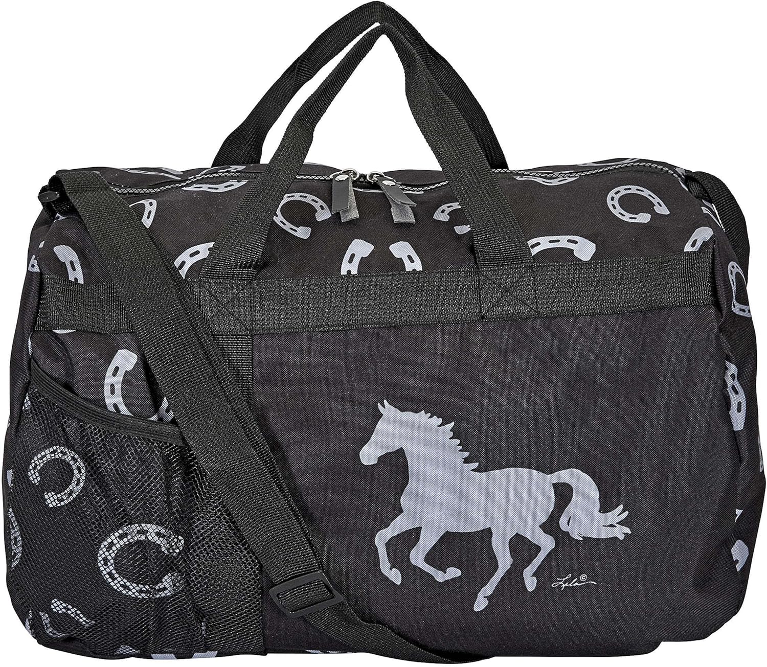 Lila Horseshoe Black/Gray Travel Duffel Bag