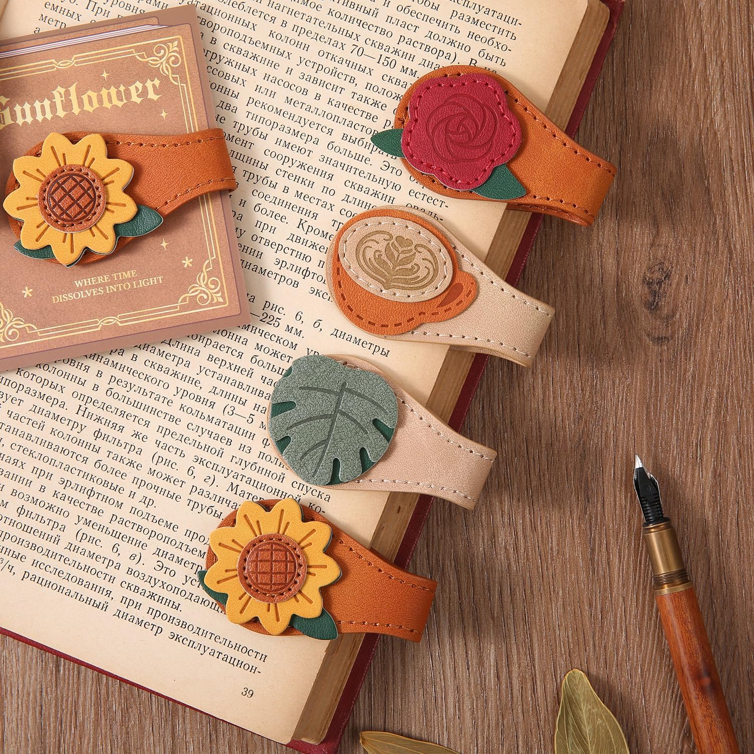 4PCS Vintage Magnetic Leather Bookmark, Leather Magnetic Bookmarks for Women, Magnetic PU Bookmarks Clip Book Accessories